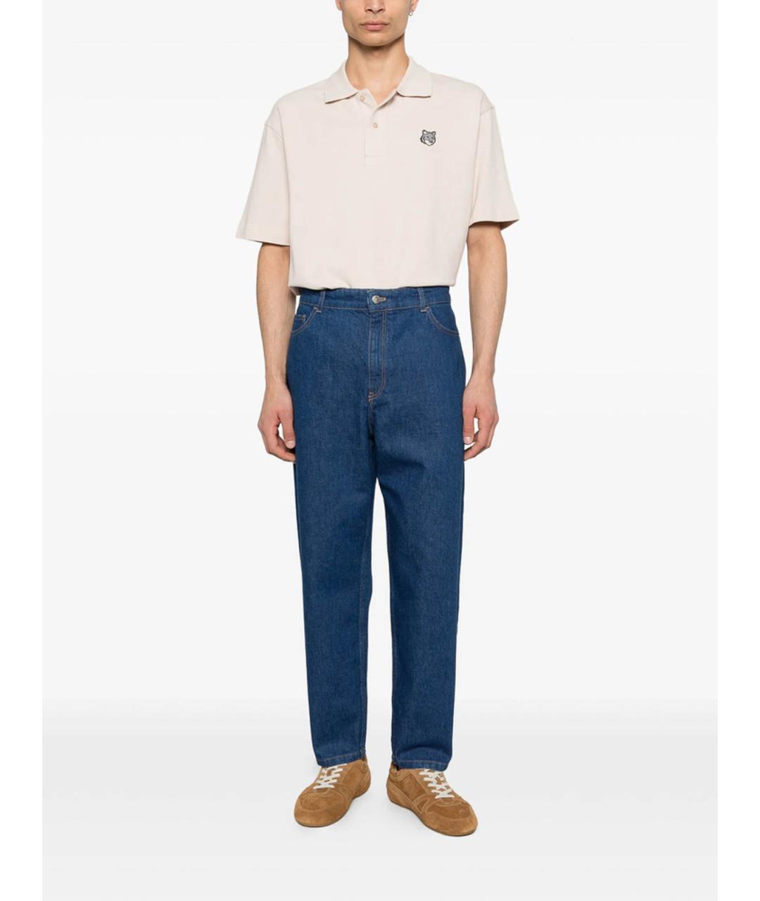 MAISON KITSUNE Синие хлопковые прямые джинсы, фото 3