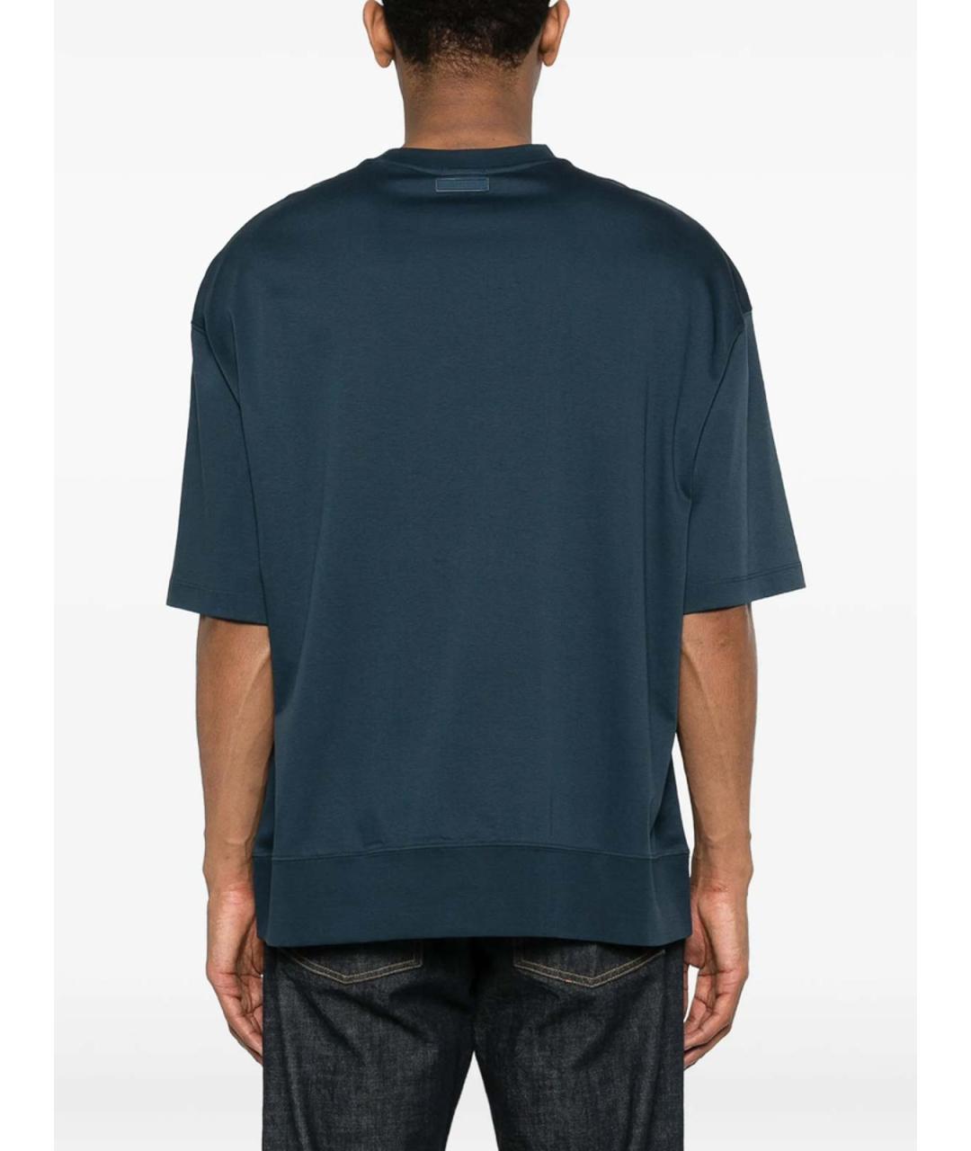 CALVIN KLEIN Синяя хлопковая футболка, фото 2
