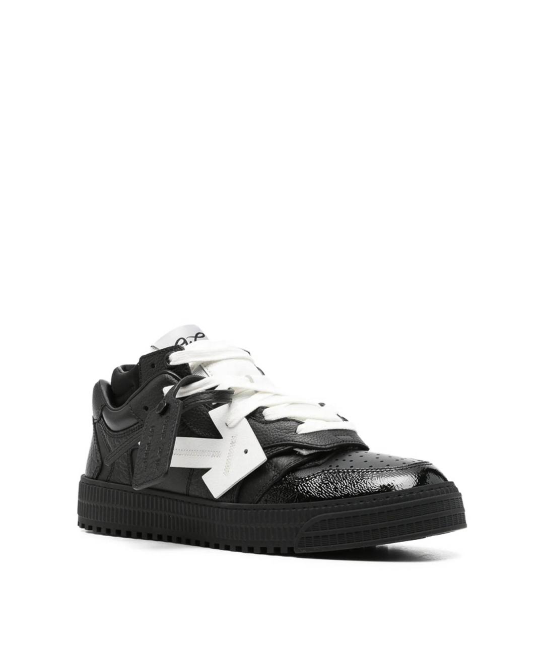OFF-WHITE Черные кожаные низкие кроссовки / кеды, фото 4