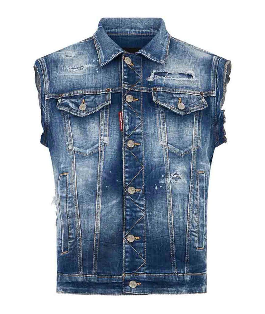 DSQUARED2 Синий хлопковый жилет, фото 1