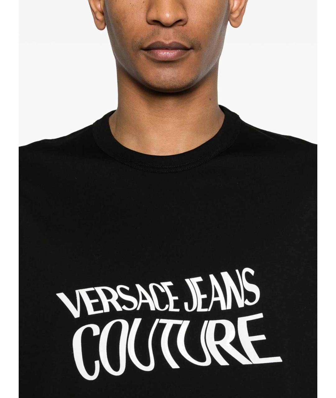 VERSACE JEANS COUTURE Черная хлопковая футболка, фото 3