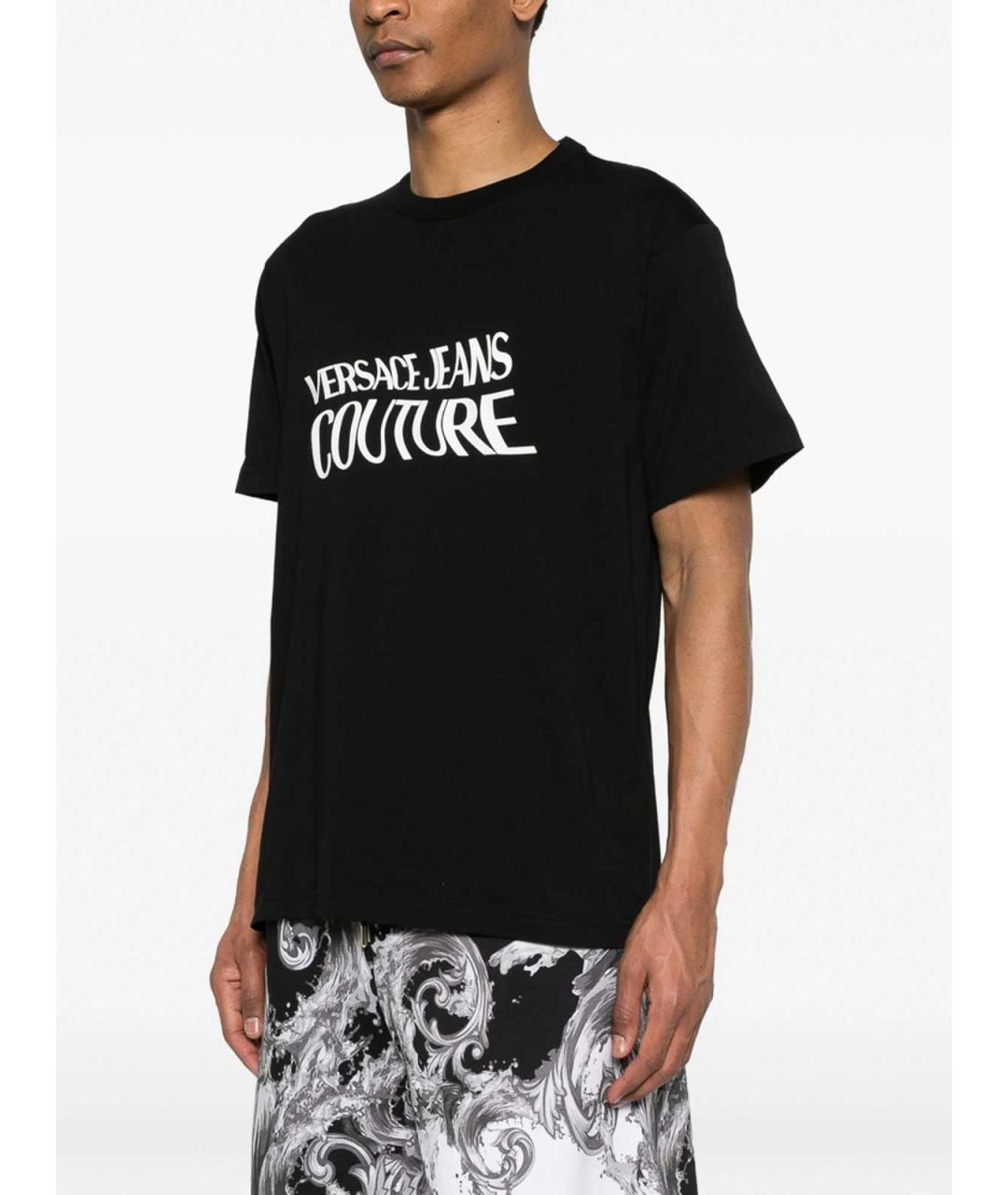 VERSACE JEANS COUTURE Черная хлопковая футболка, фото 2