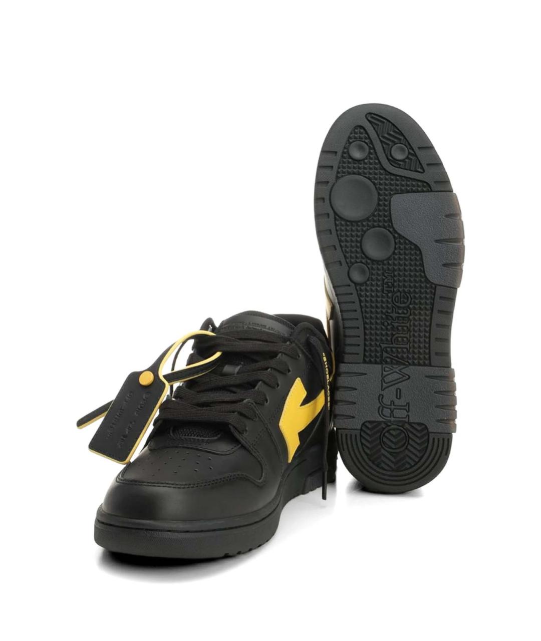 OFF-WHITE Черные кожаные низкие кроссовки / кеды, фото 2