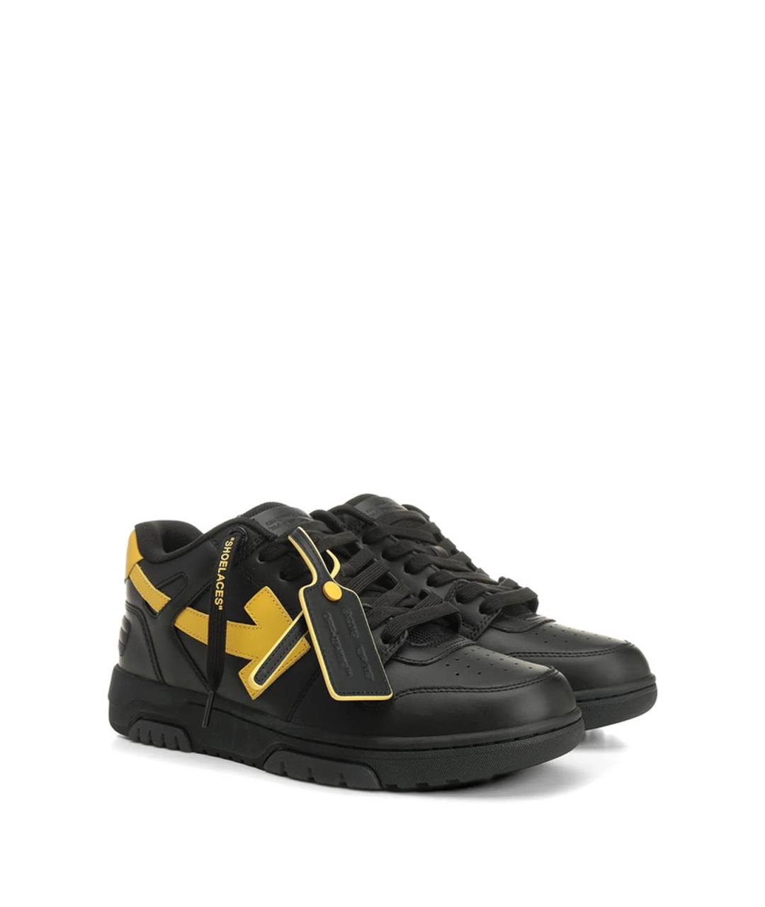 OFF-WHITE Черные кожаные низкие кроссовки / кеды, фото 4
