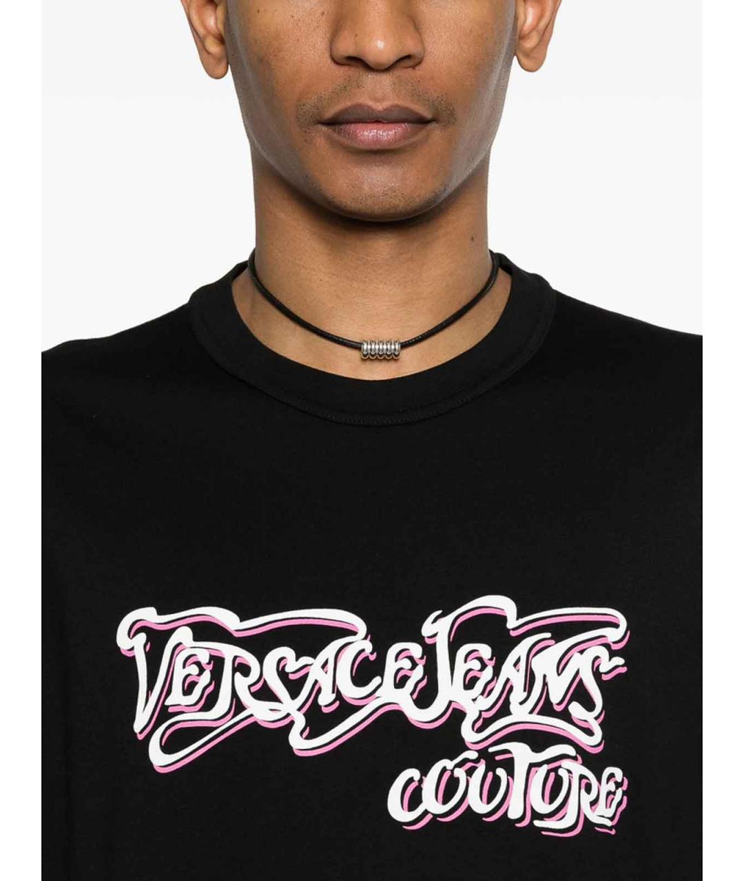 VERSACE JEANS COUTURE Черная хлопковая футболка, фото 2