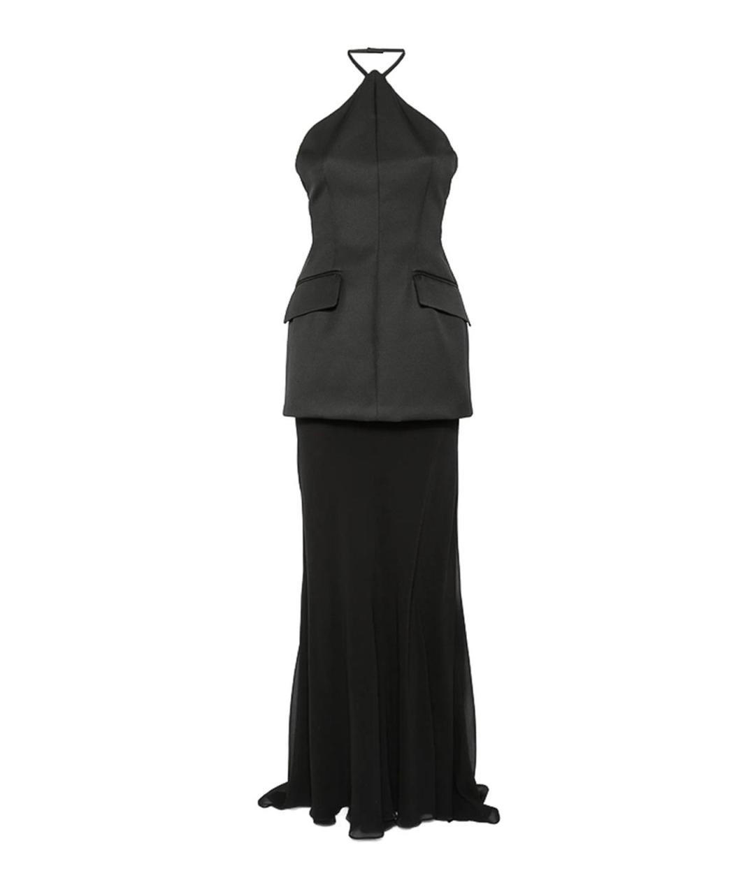 SPORTMAX Черное шелковое вечернее платье, фото 1