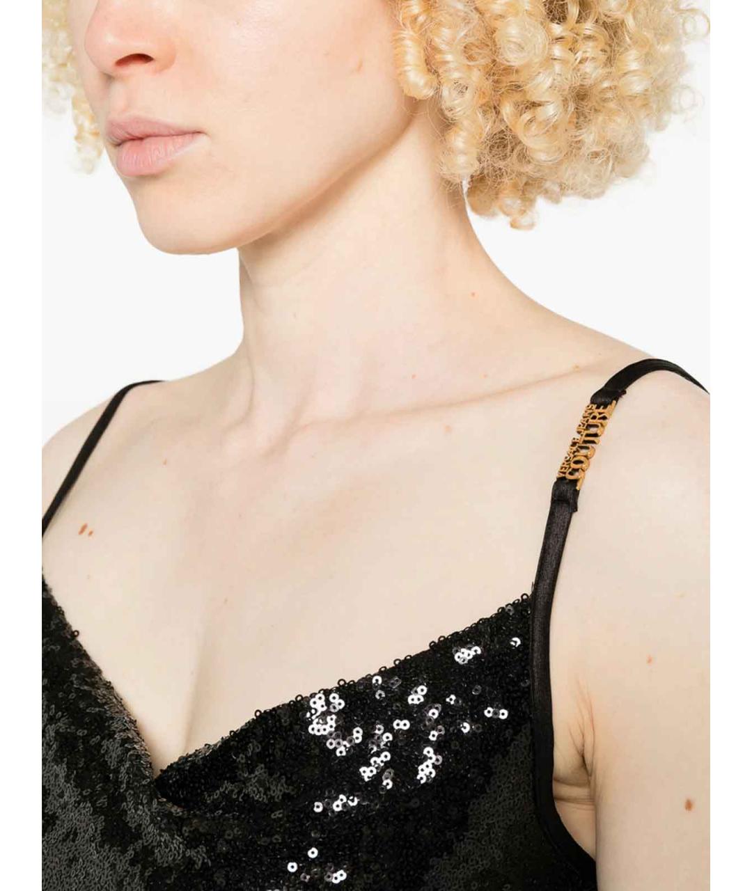 VERSACE JEANS COUTURE Черная полиамидовая майка, фото 2