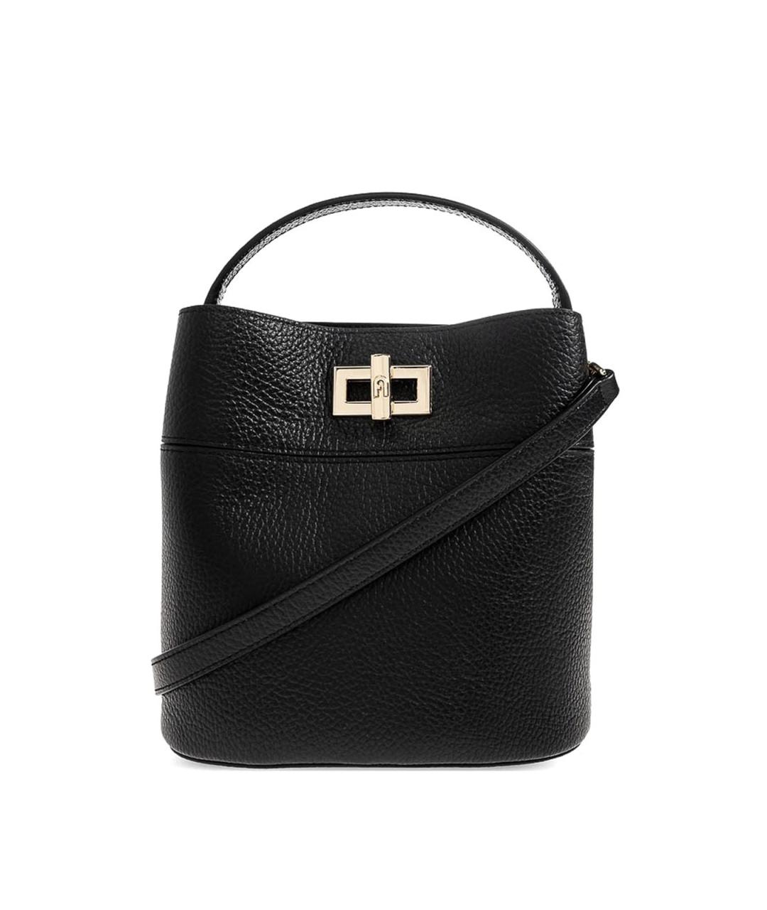 FURLA Черная кожаная сумка с короткими ручками, фото 1