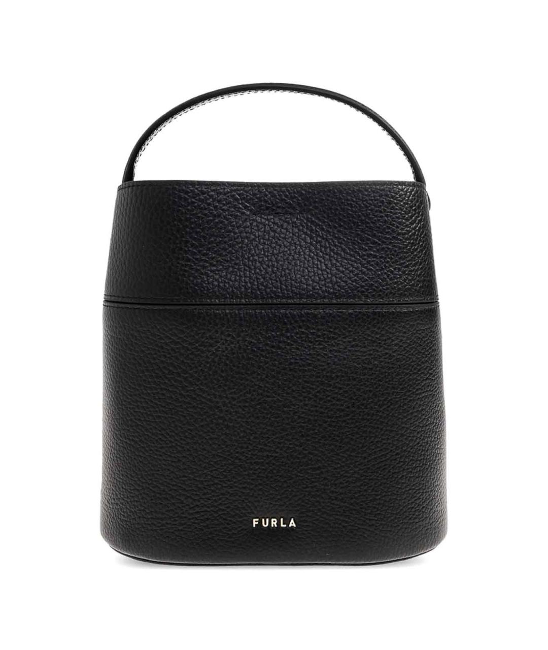 FURLA Черная кожаная сумка с короткими ручками, фото 2