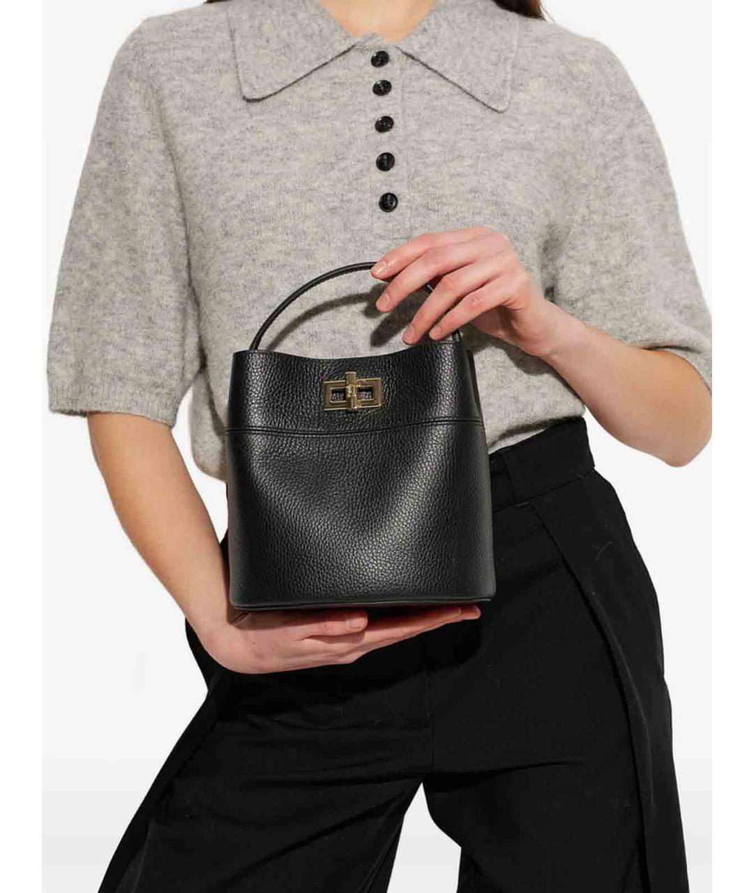 FURLA Черная кожаная сумка с короткими ручками, фото 5