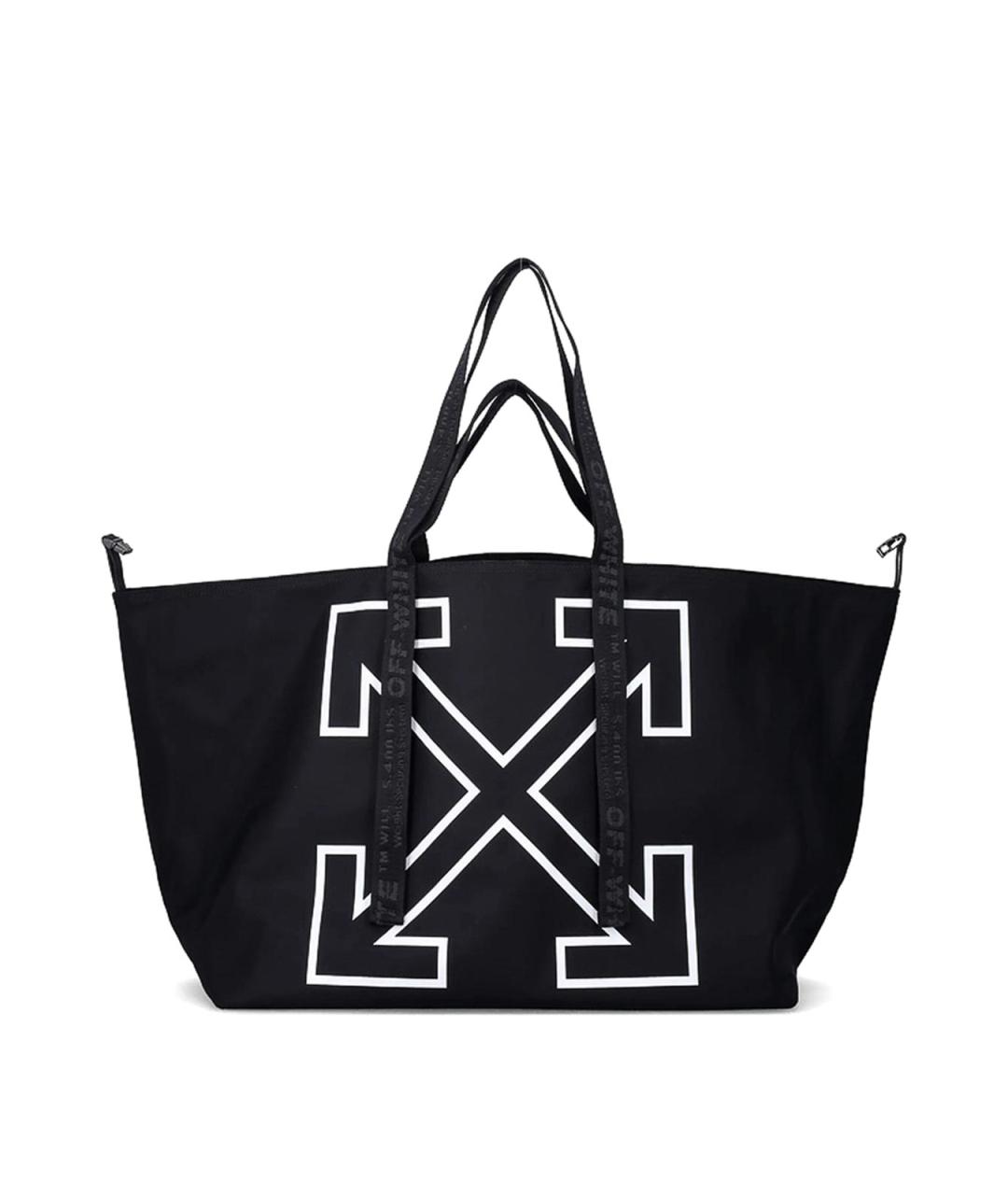 OFF-WHITE Черная тканевая сумка тоут, фото 1