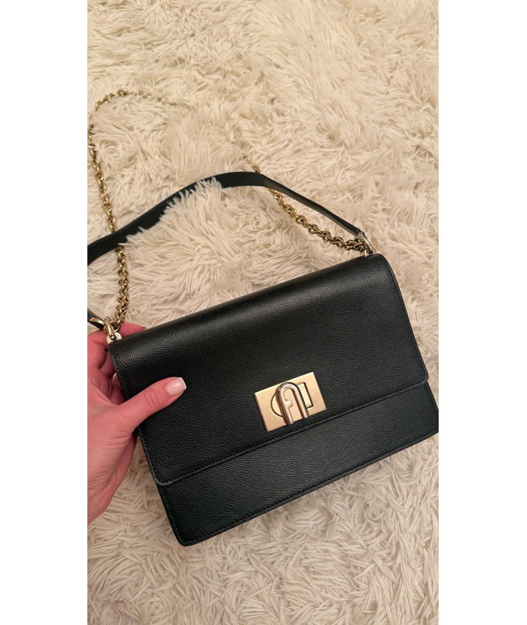 FURLA Черная кожаная сумка через плечо, фото 5