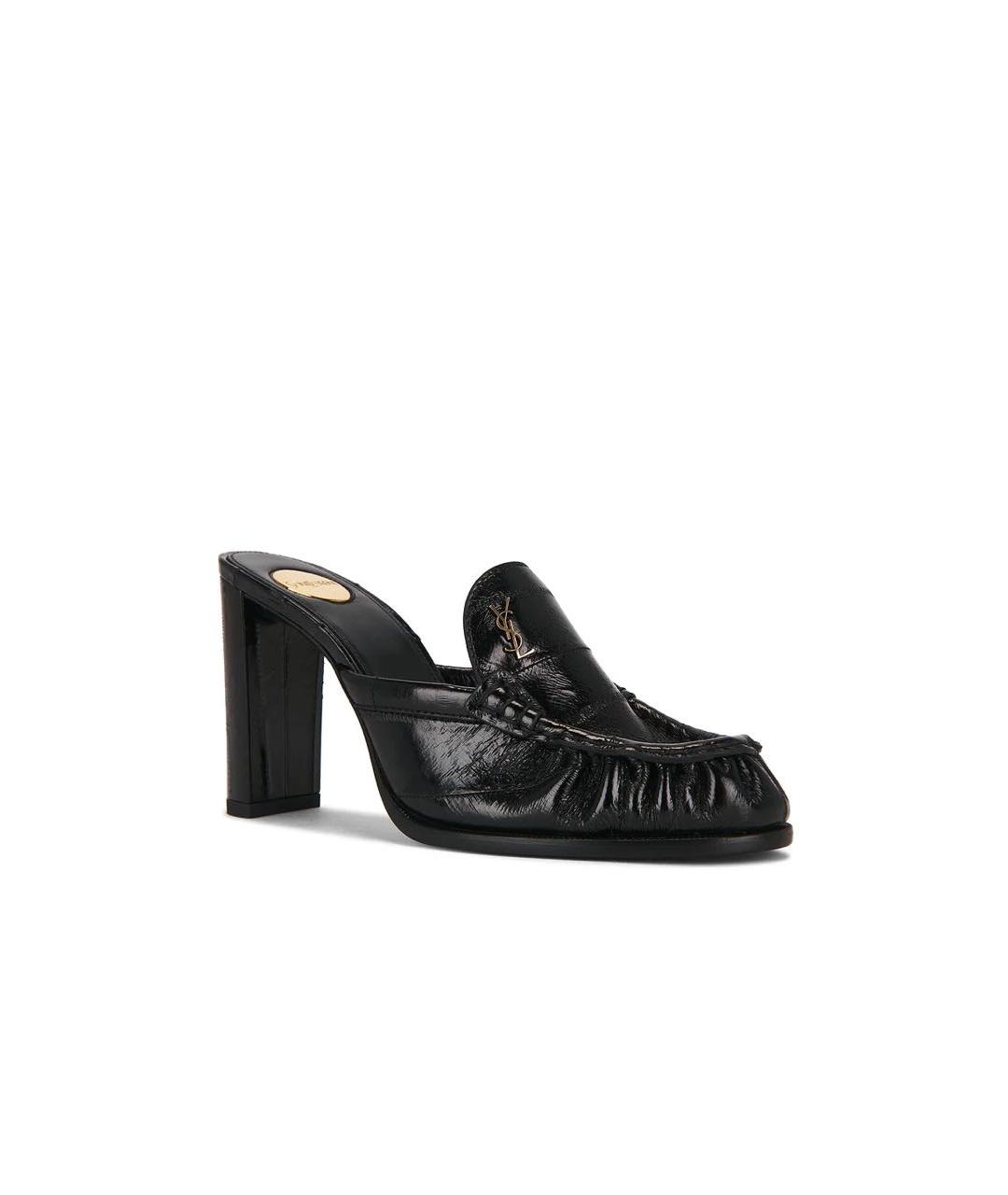 SAINT LAURENT Черные кожаные мюли, фото 3