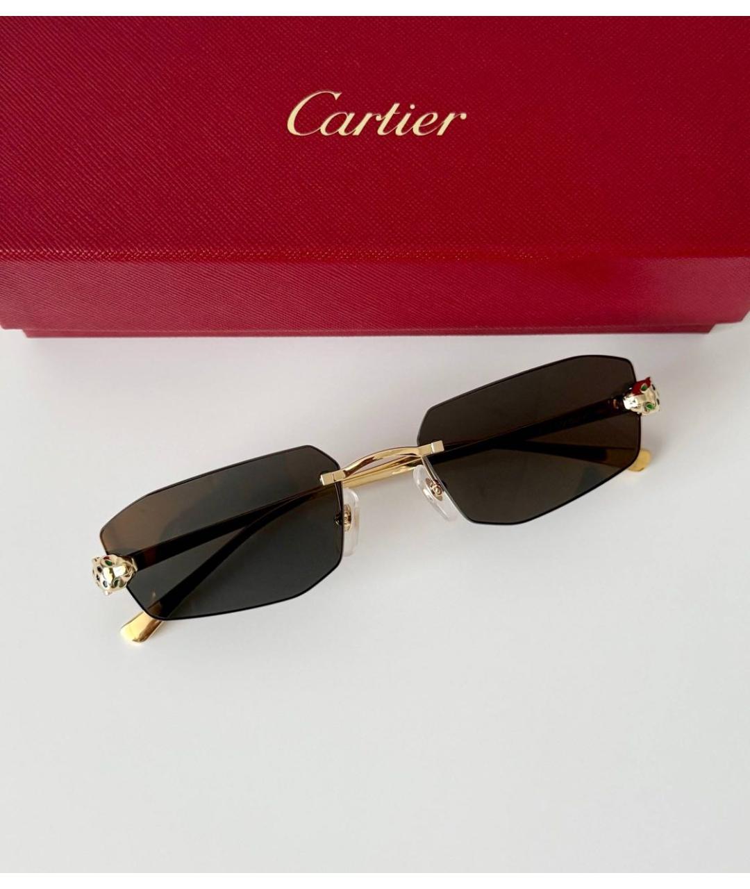 CARTIER Золотые металлические солнцезащитные очки, фото 3