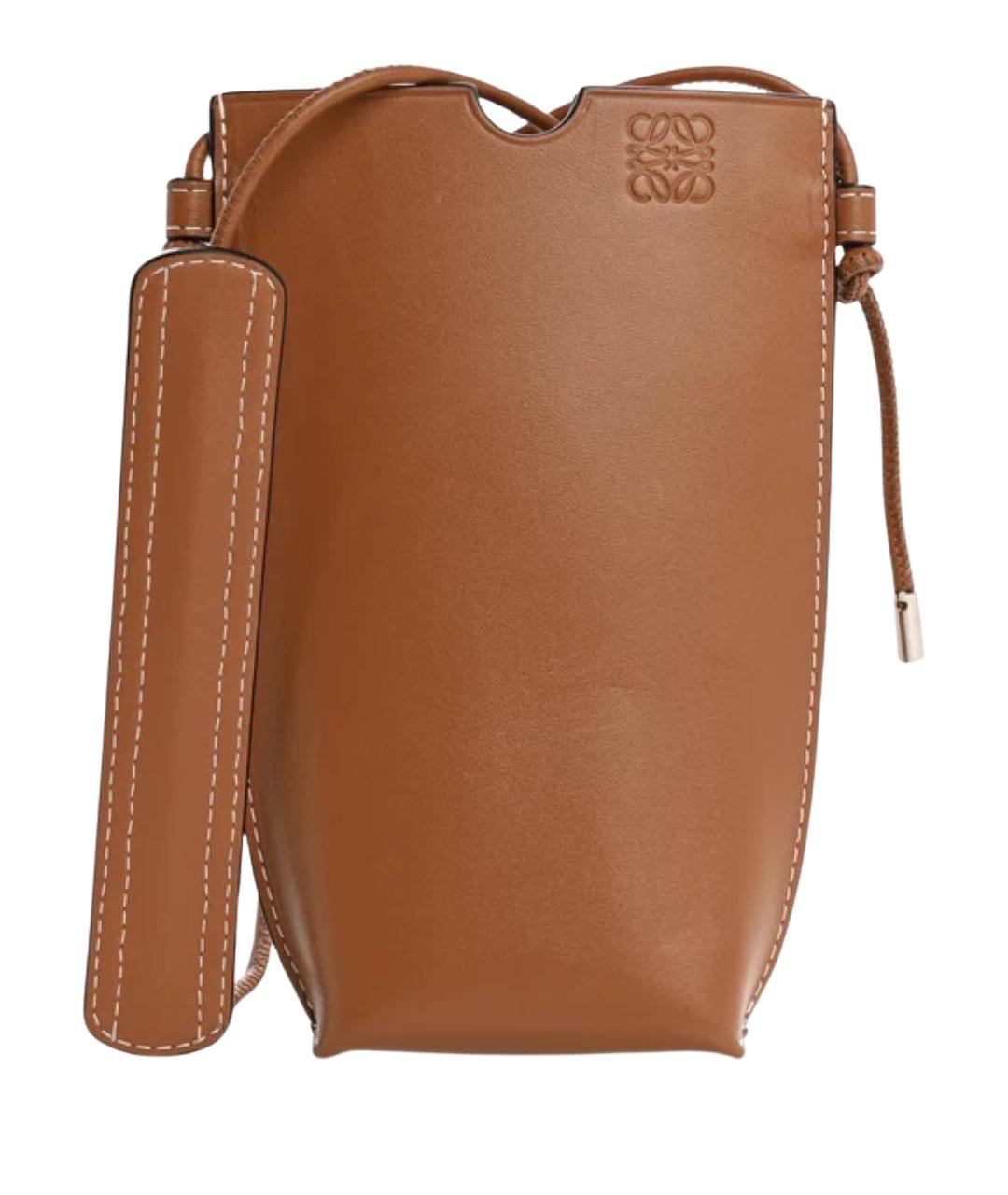 LOEWE Коричневая кожаная сумка через плечо, фото 1