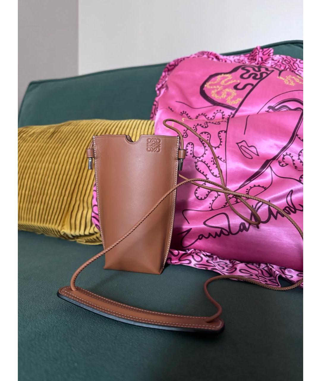 LOEWE Коричневая кожаная сумка через плечо, фото 3