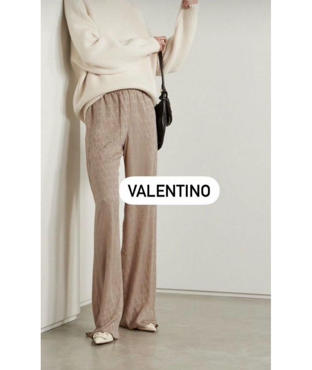 VALENTINO Бежевые шелковые брюки широкие, фото 6