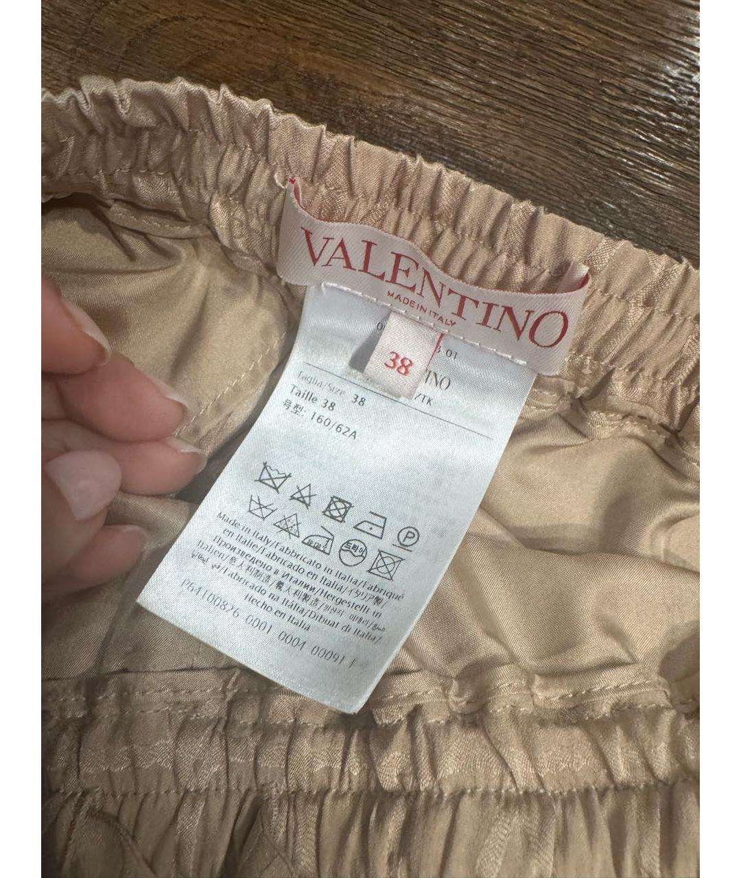 VALENTINO Бежевые шелковые брюки широкие, фото 4