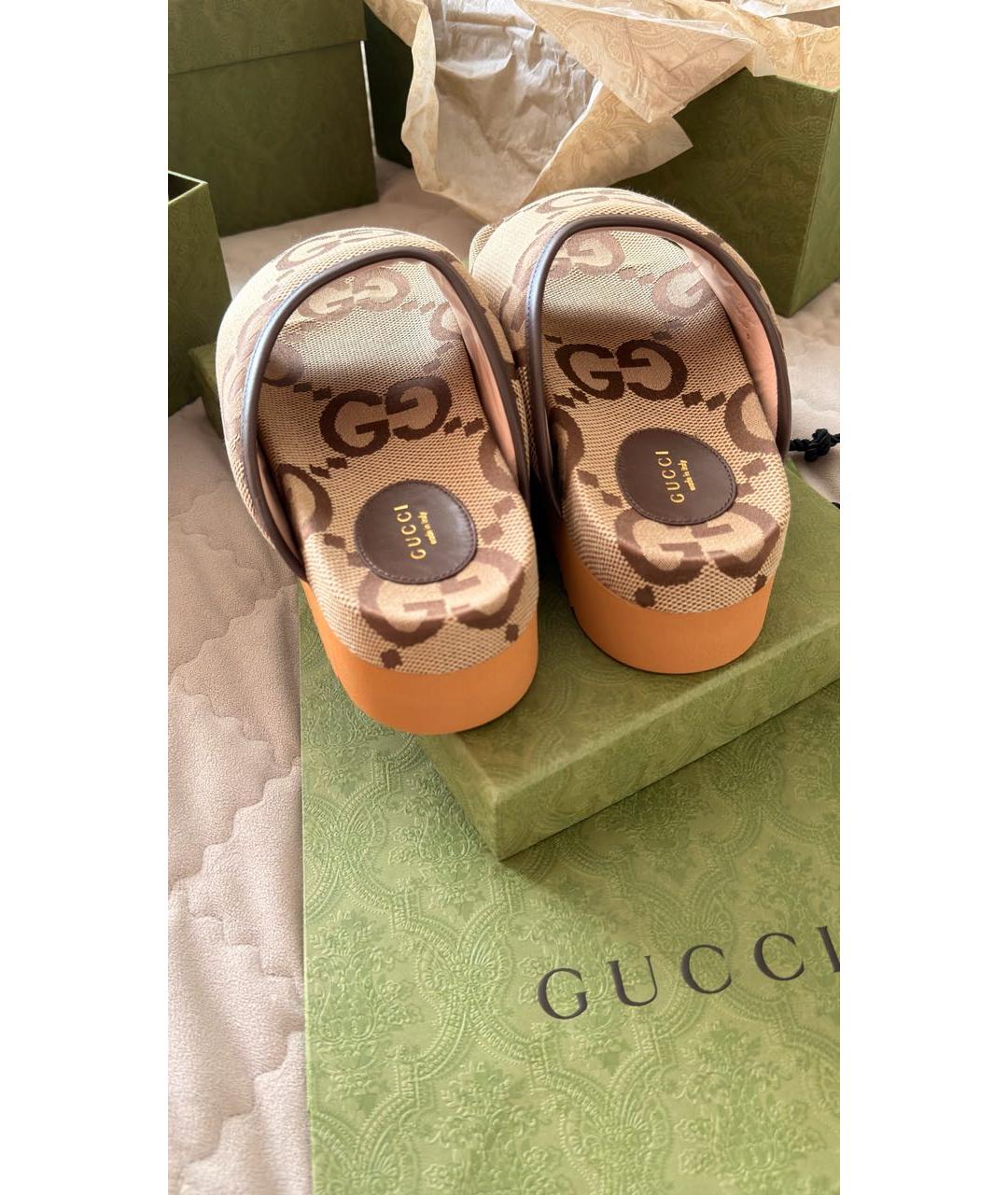 GUCCI Бежевые шлепанцы, фото 3