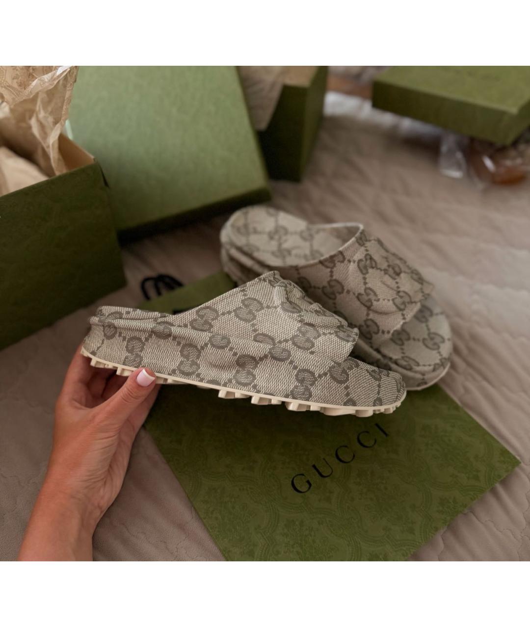 GUCCI Бежевые шлепанцы, фото 5
