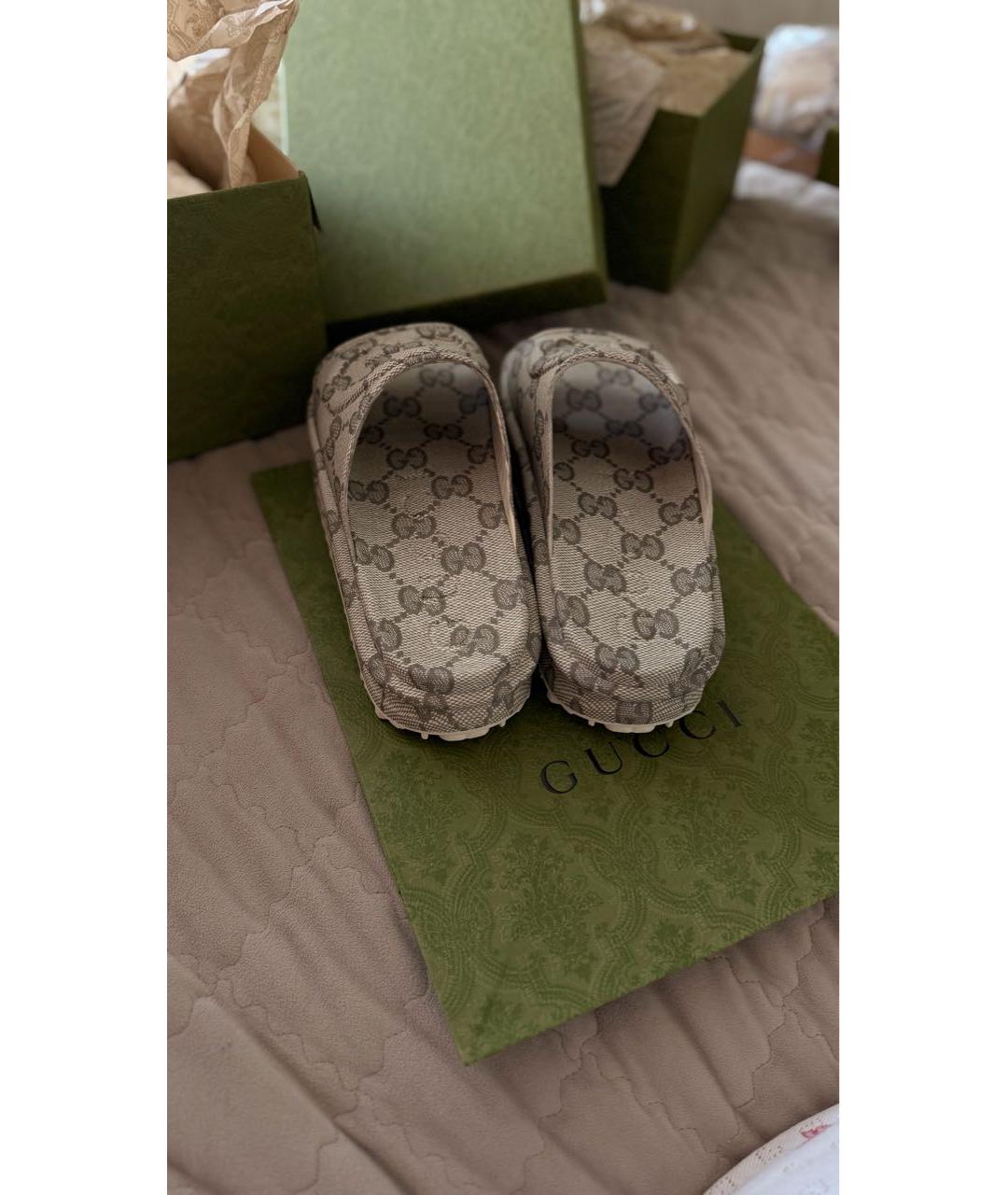GUCCI Бежевые шлепанцы, фото 3