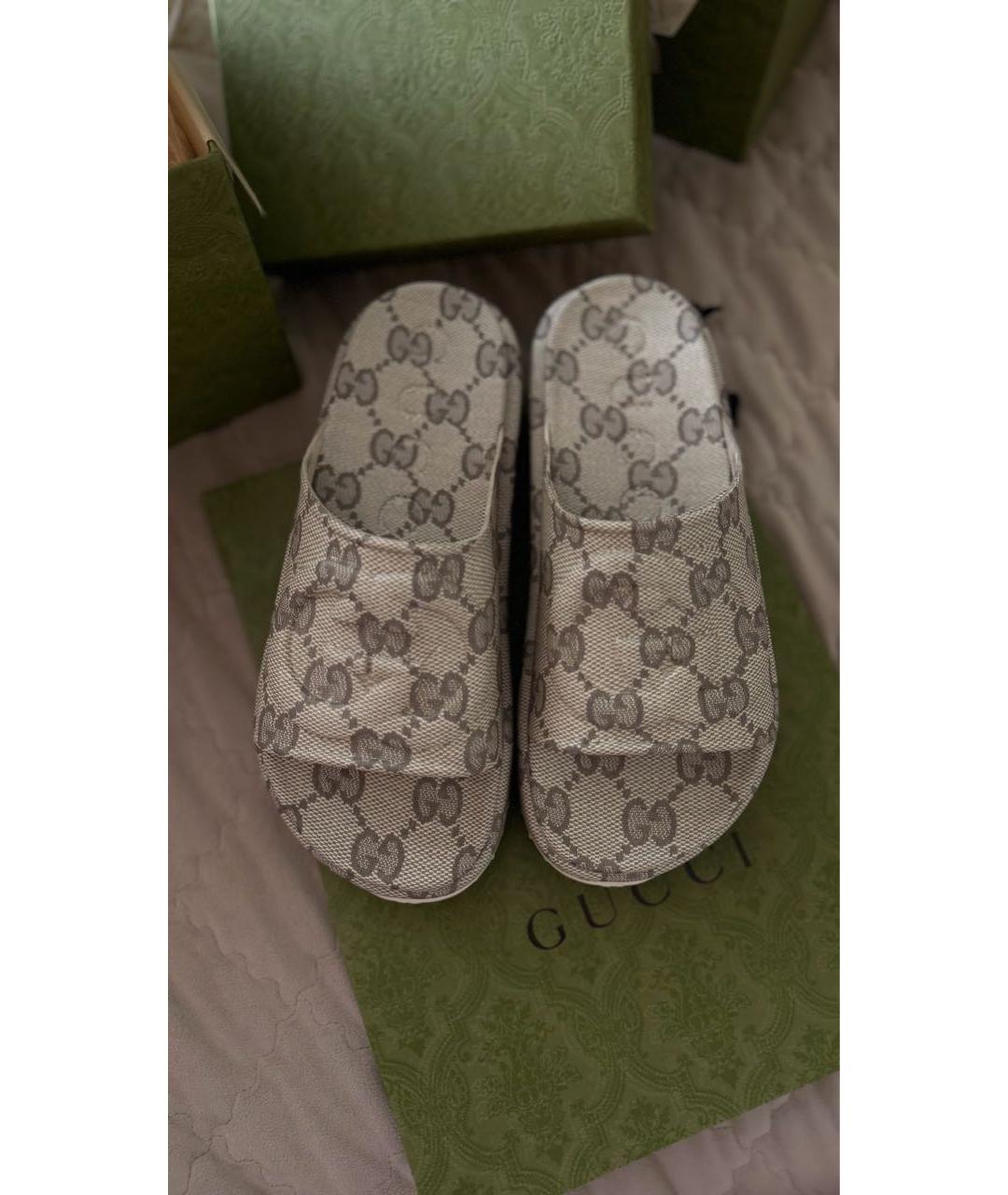 GUCCI Бежевые шлепанцы, фото 4