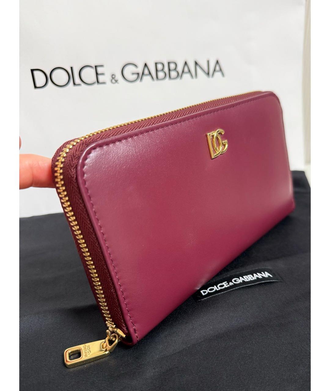 DOLCE&GABBANA Бордовый кожаный кошелек, фото 3