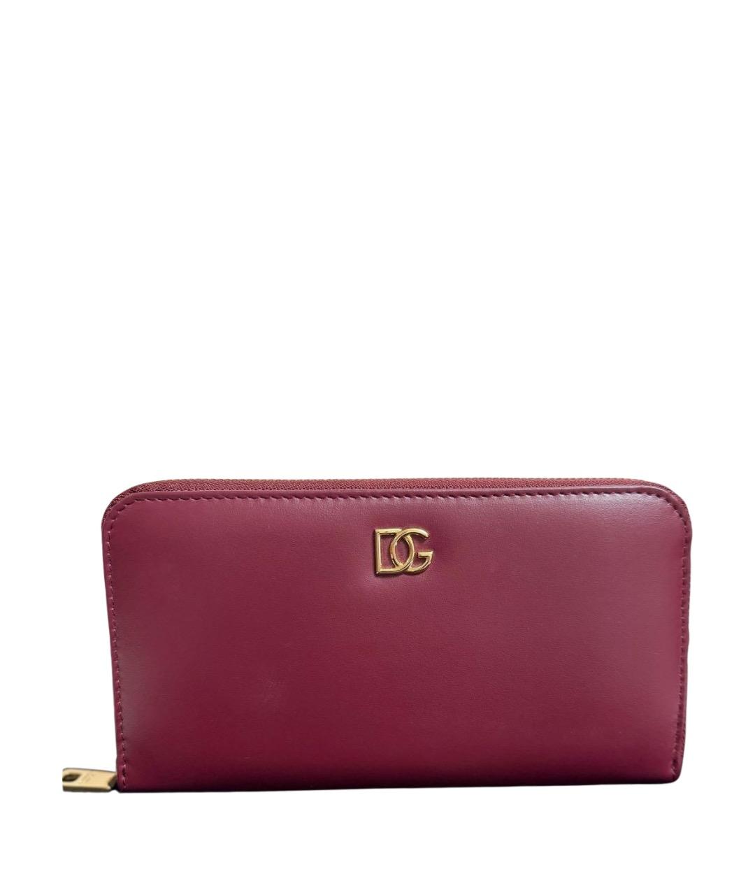 DOLCE&GABBANA Бордовый кожаный кошелек, фото 1
