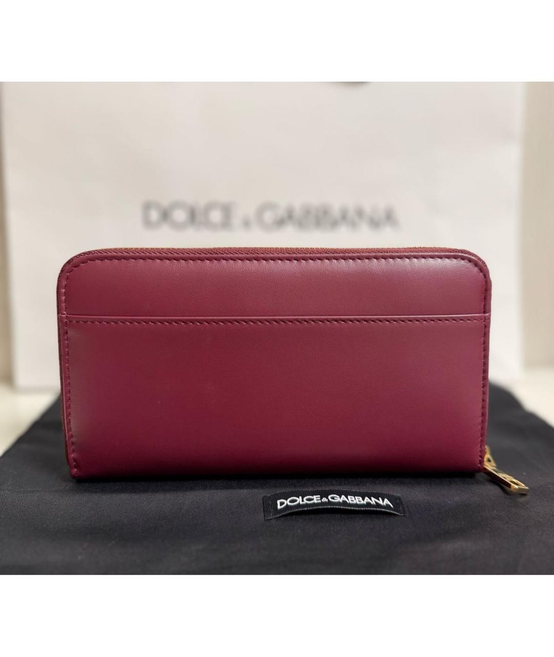 DOLCE&GABBANA Бордовый кожаный кошелек, фото 2