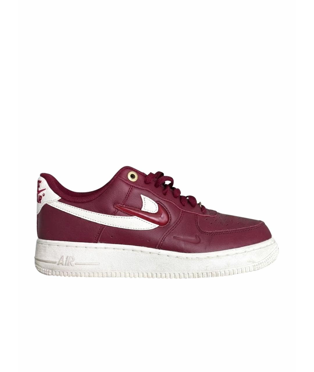 NIKE Бордовые кожаные низкие кроссовки / кеды, фото 1