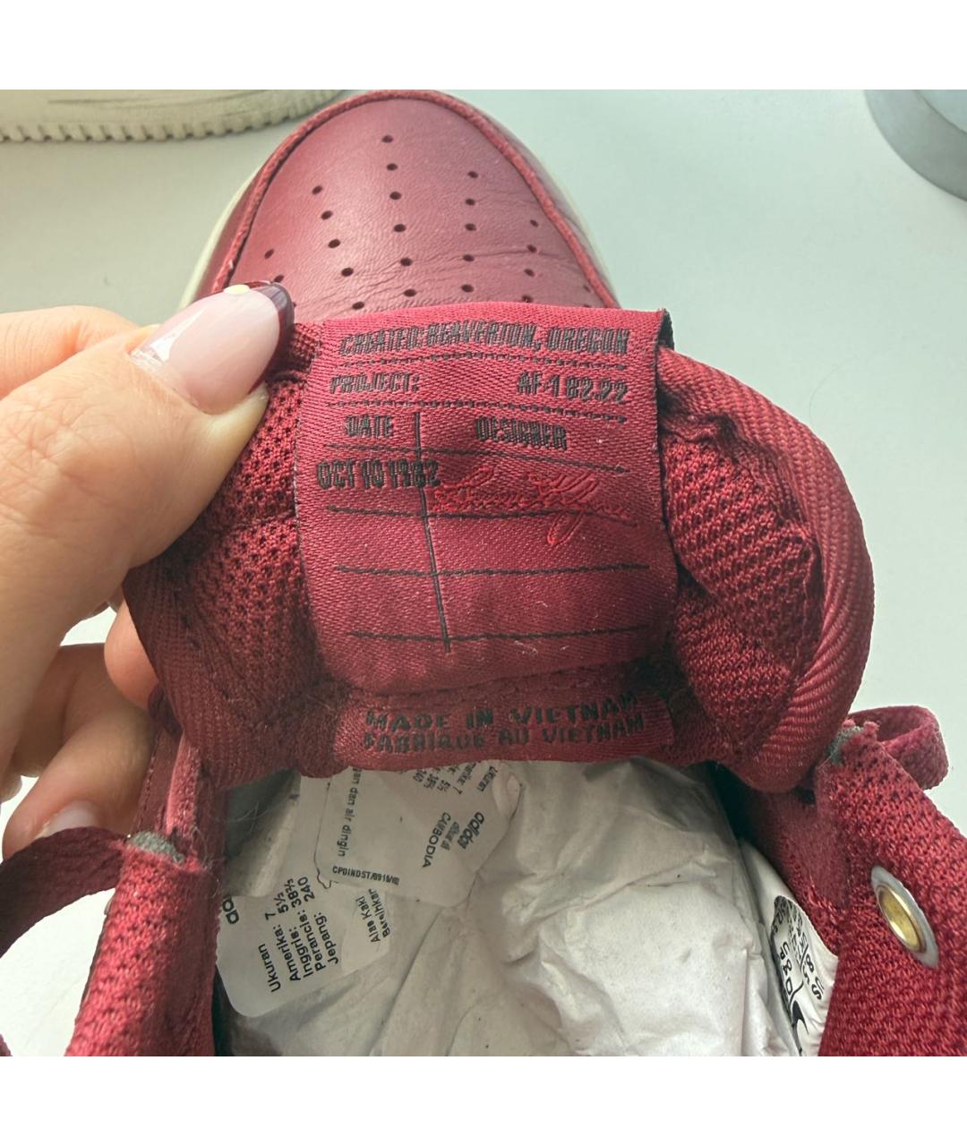 NIKE Бордовые кожаные низкие кроссовки / кеды, фото 6