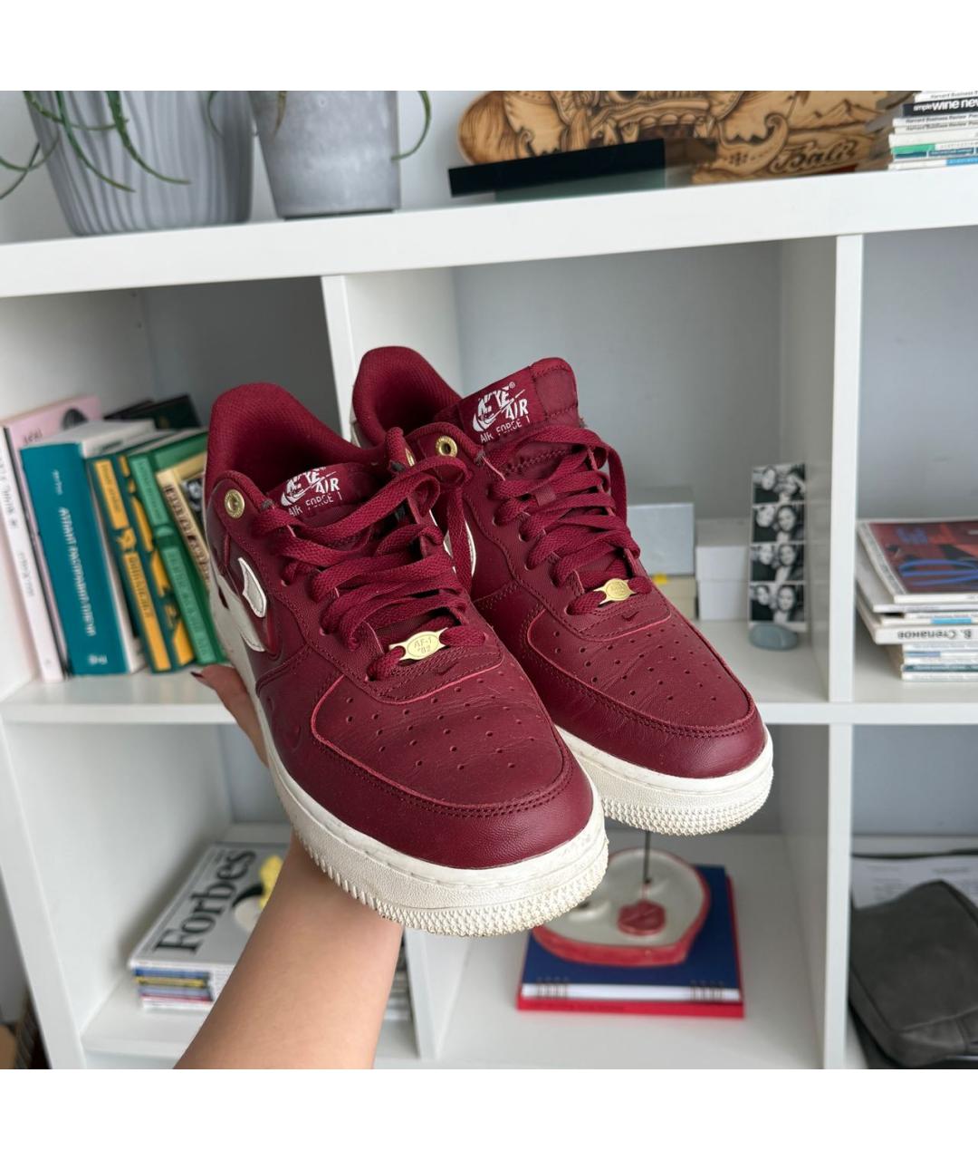NIKE Бордовые кожаные низкие кроссовки / кеды, фото 7