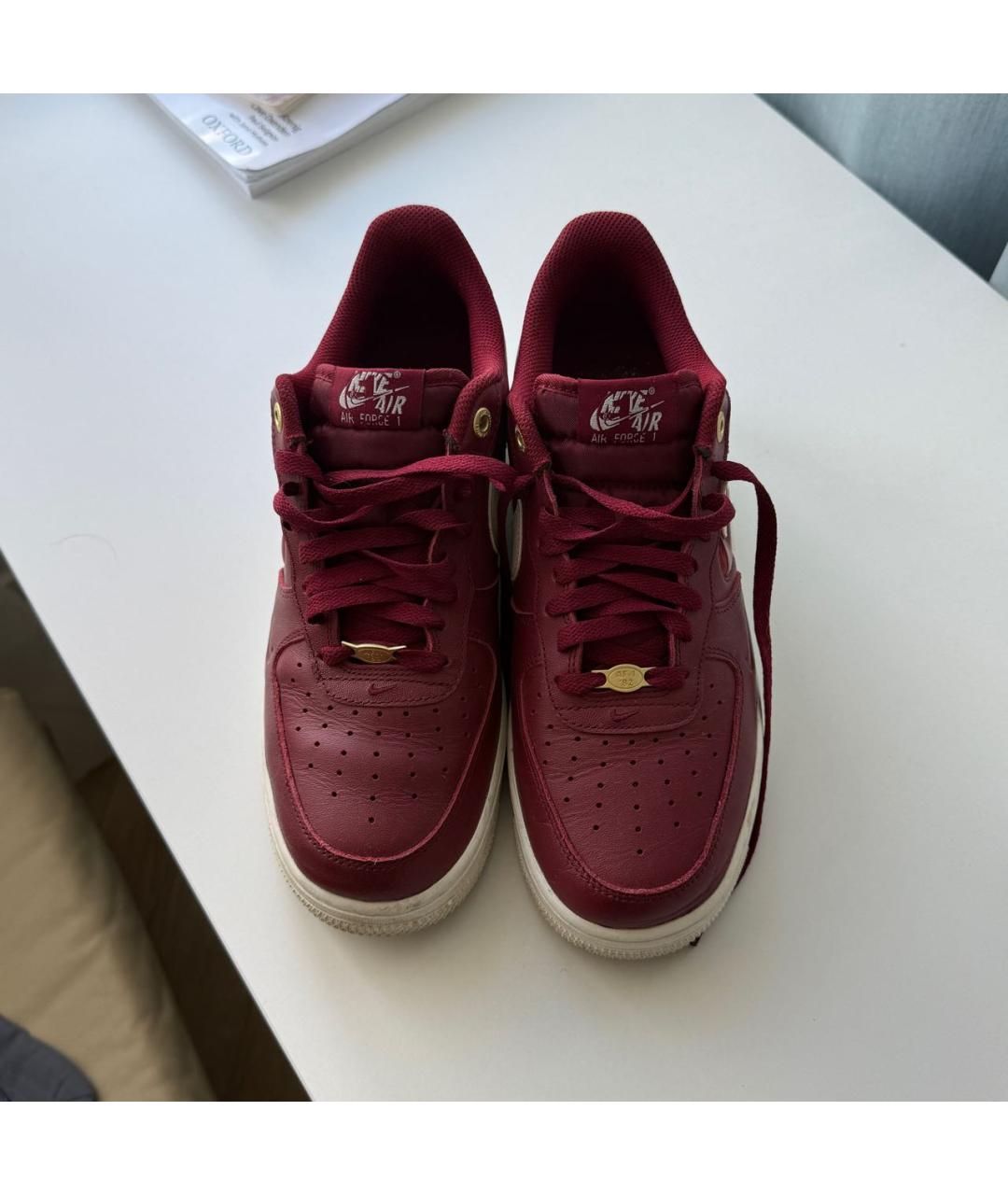 NIKE Бордовые кожаные низкие кроссовки / кеды, фото 2