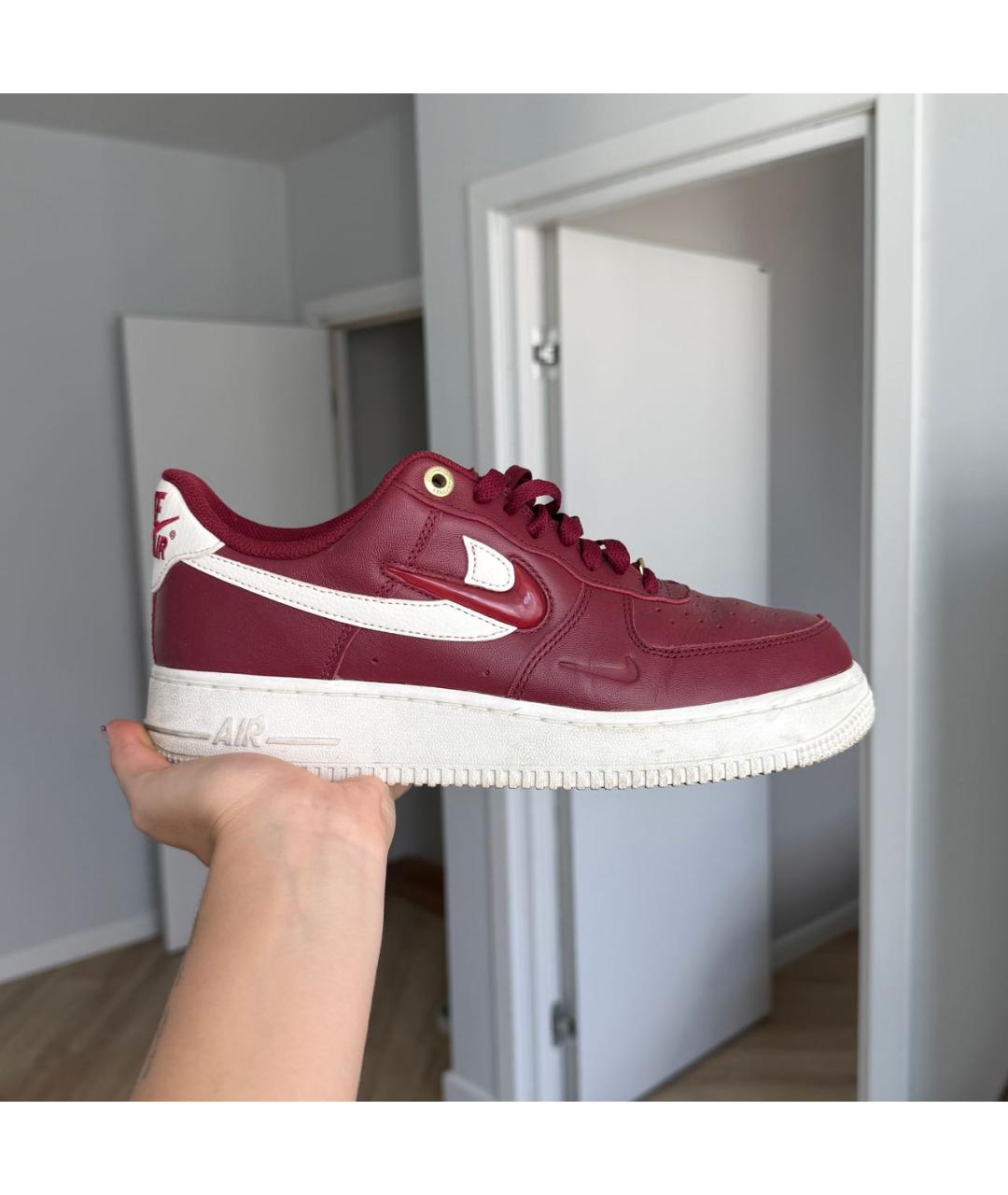NIKE Бордовые кожаные низкие кроссовки / кеды, фото 8