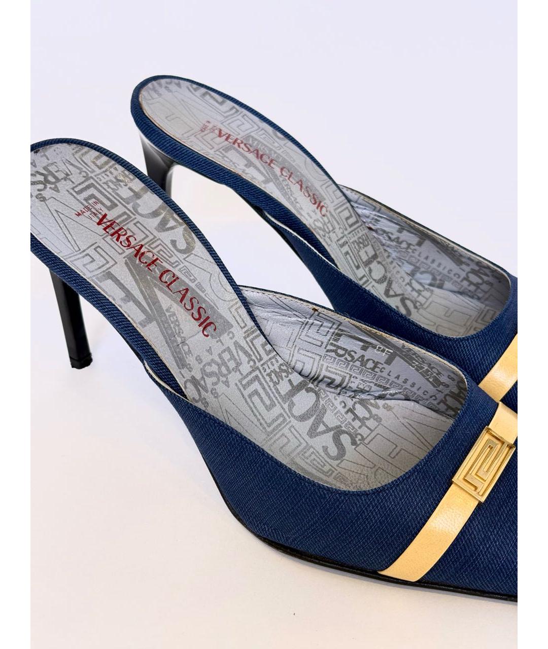 VERSACE Синие текстильные мюли, фото 6