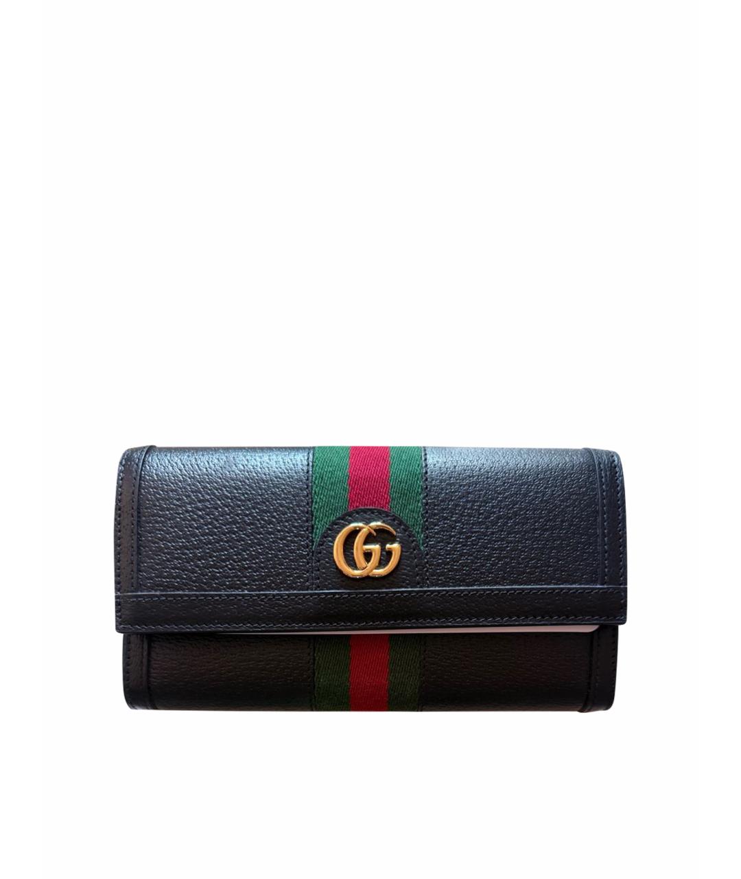 GUCCI Черный кожаный кошелек, фото 1