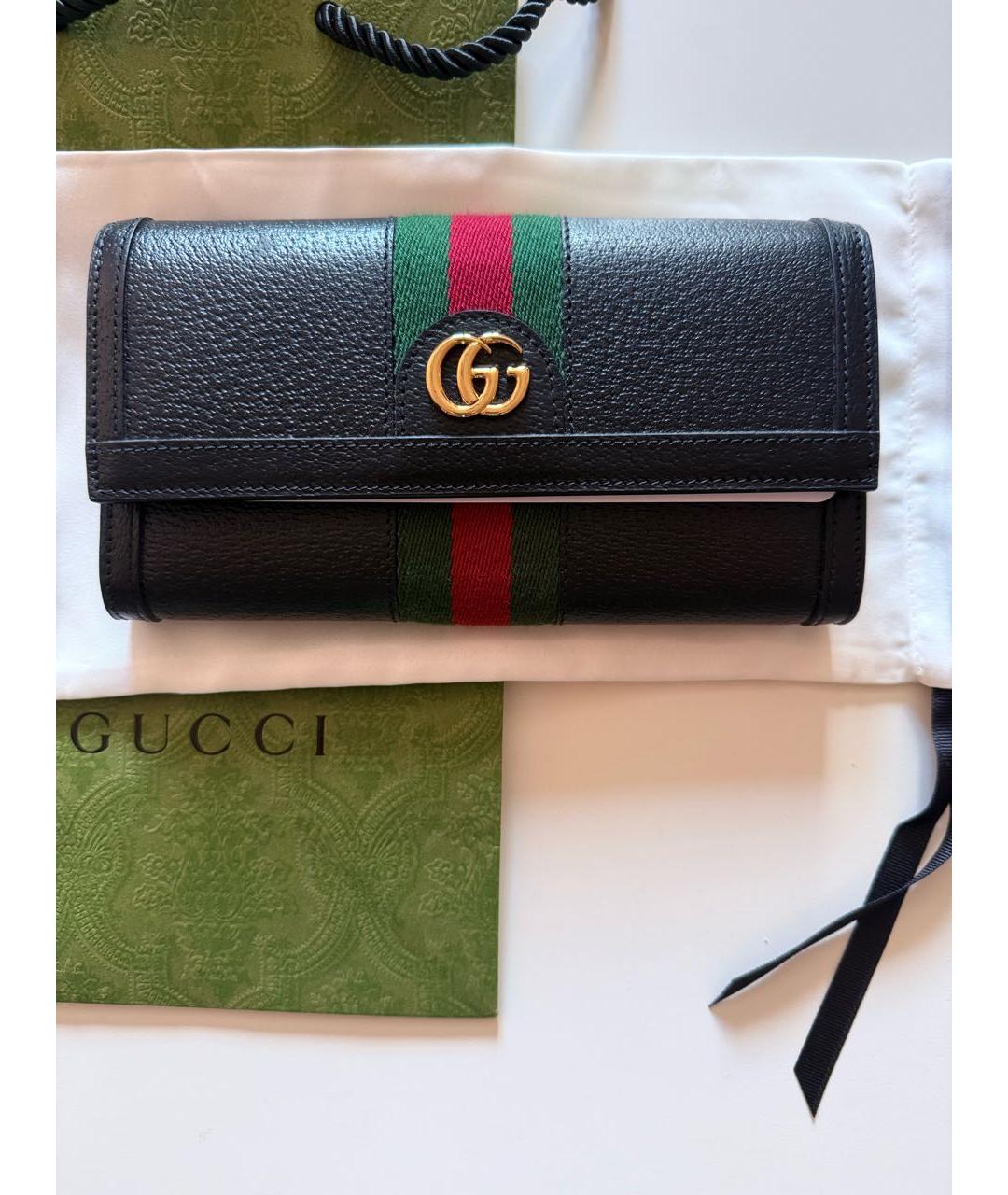 GUCCI Черный кожаный кошелек, фото 9