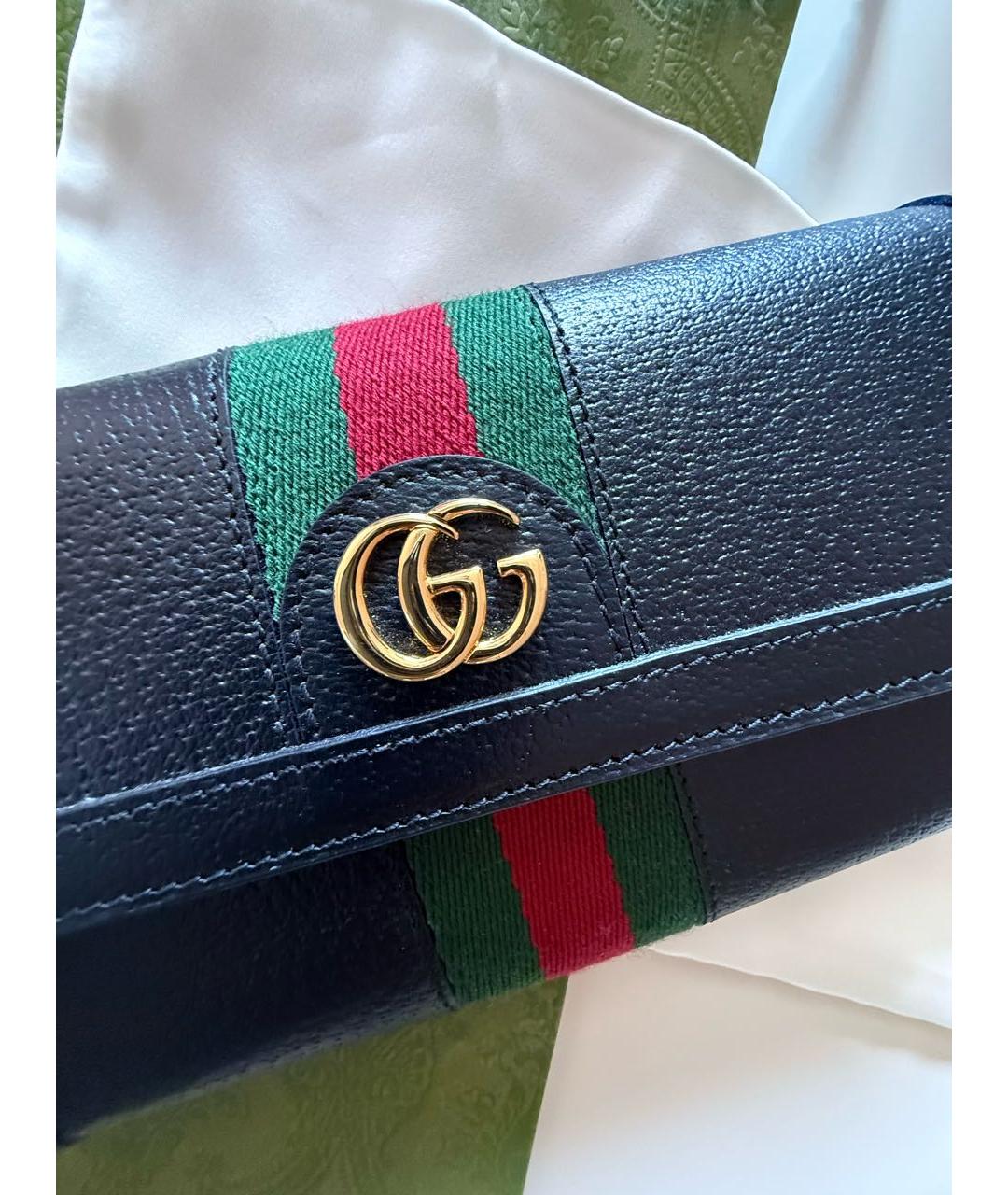GUCCI Черный кожаный кошелек, фото 5