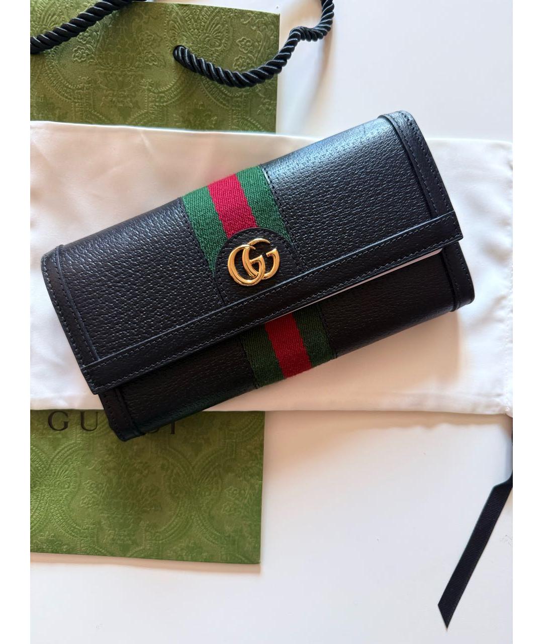 GUCCI Черный кожаный кошелек, фото 4