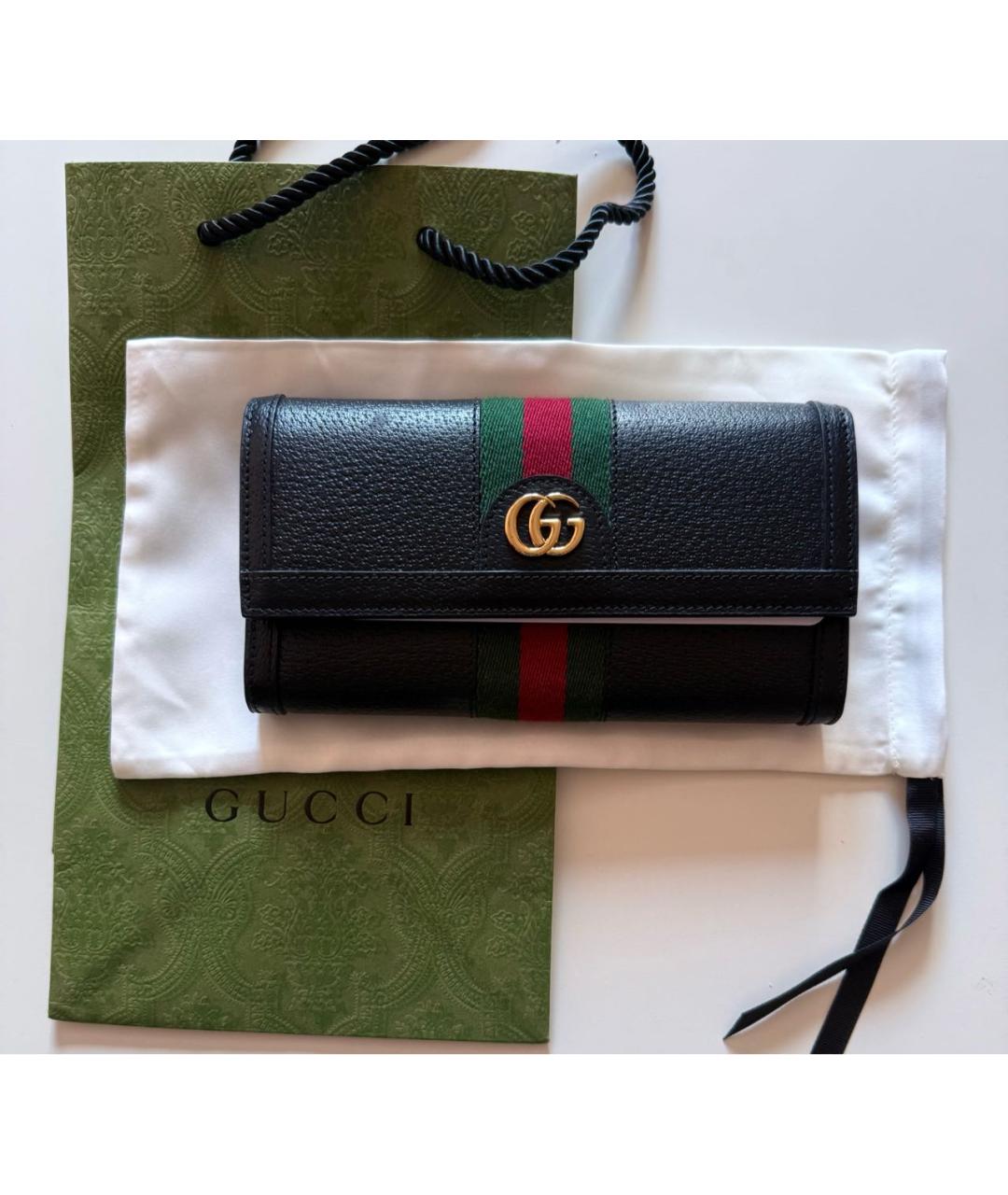 GUCCI Черный кожаный кошелек, фото 2