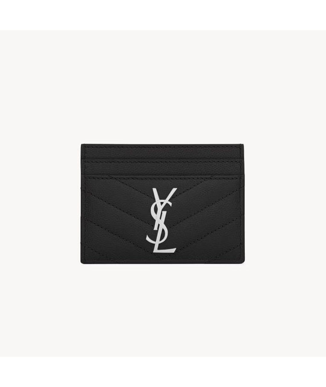 SAINT LAURENT Черный кожаный кардхолдер, фото 7
