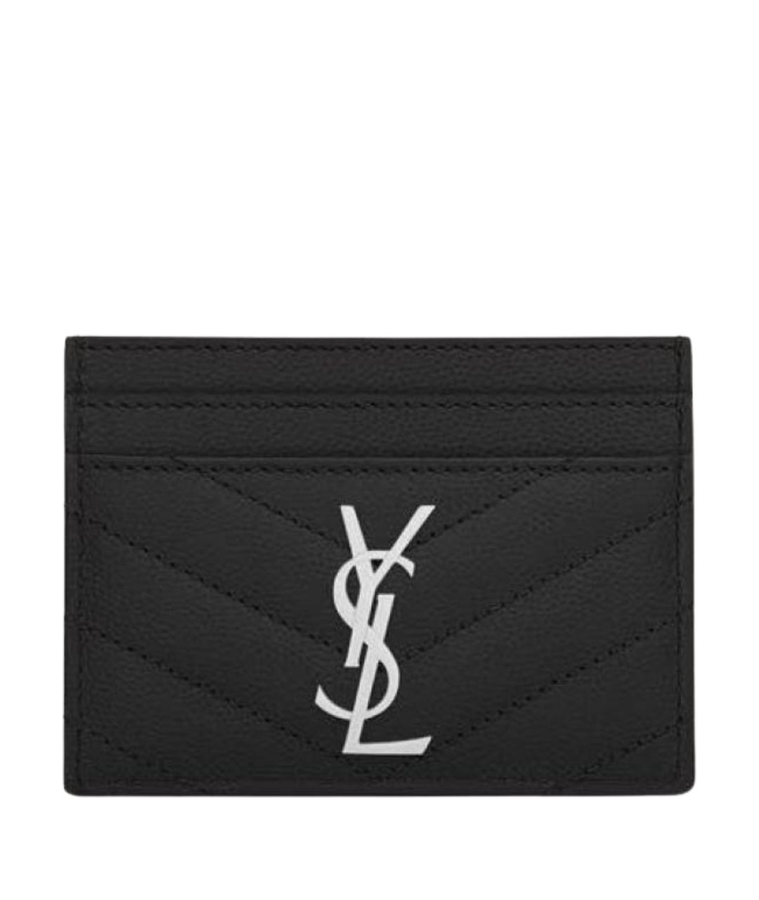 SAINT LAURENT Черный кожаный кардхолдер, фото 1