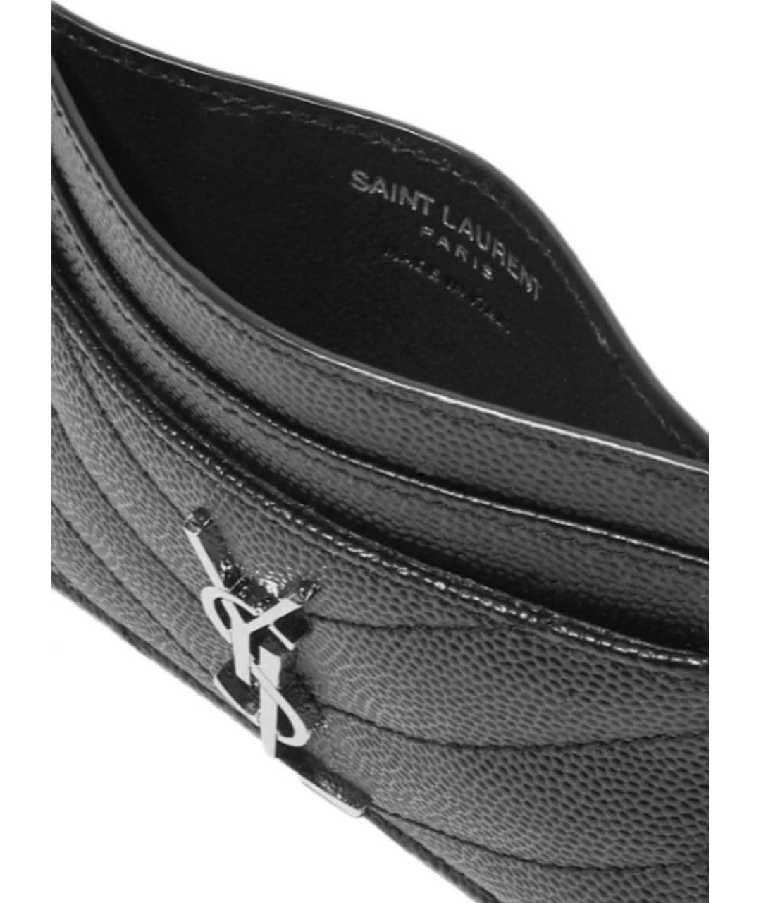 SAINT LAURENT Черный кожаный кардхолдер, фото 4
