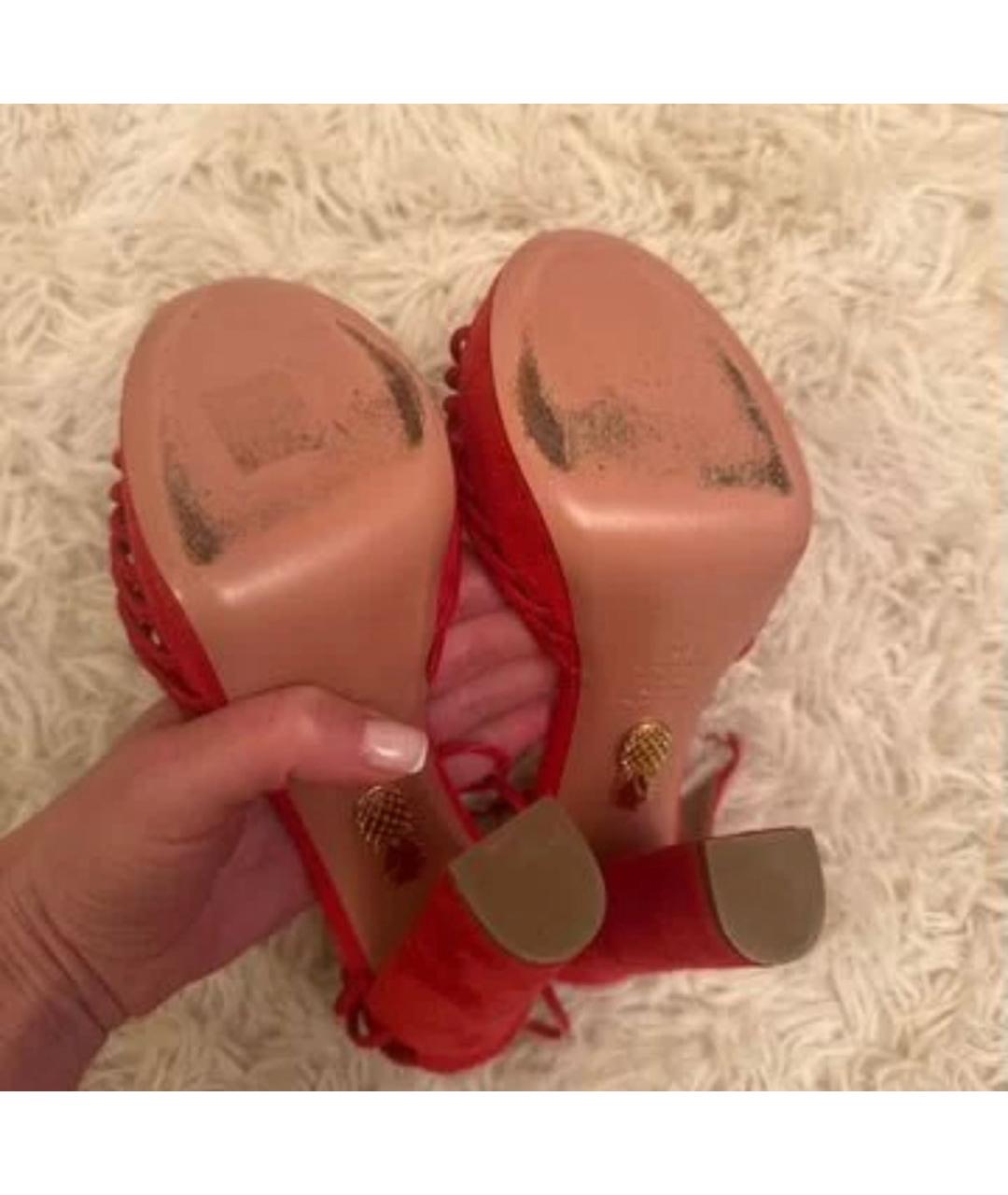 AQUAZZURA Красные замшевые босоножки, фото 4
