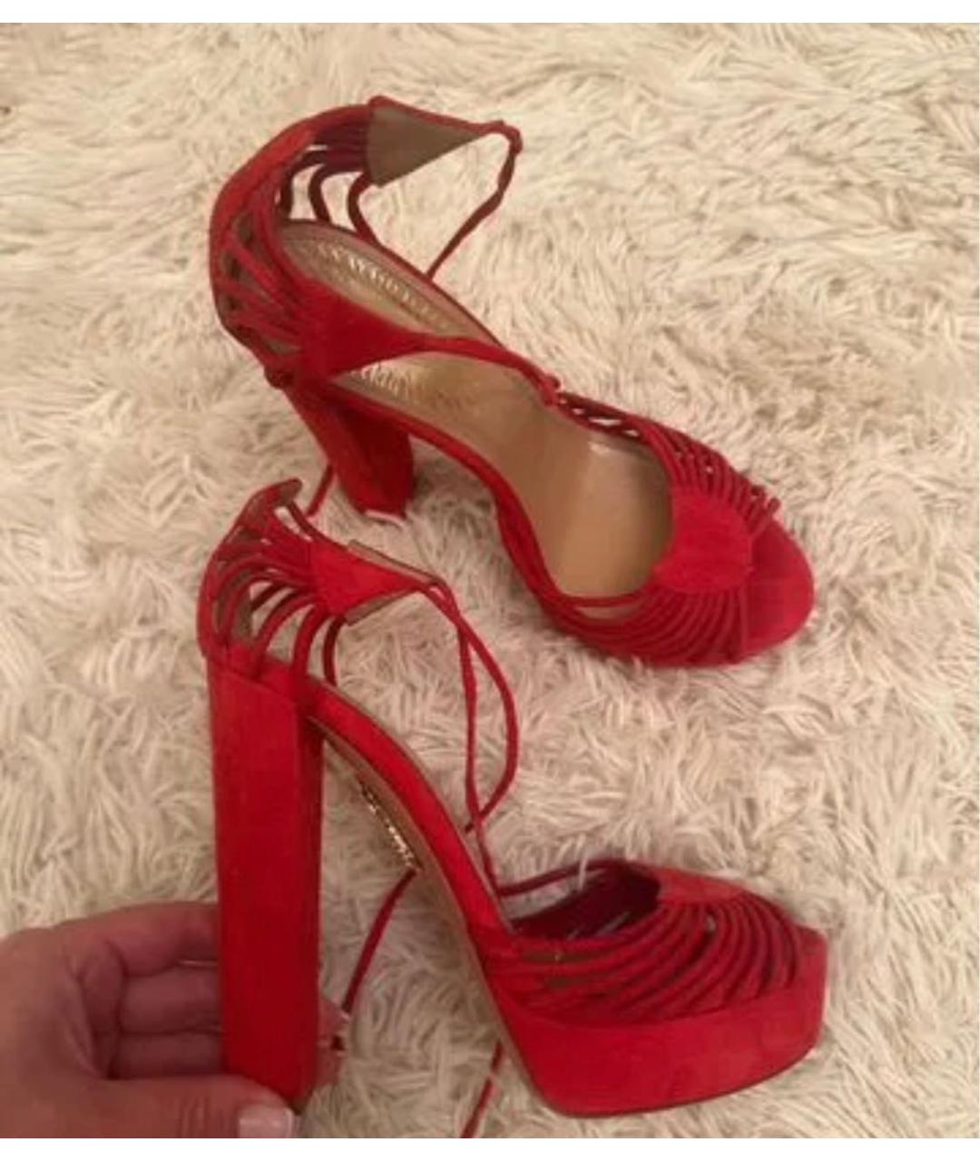 AQUAZZURA Красные замшевые босоножки, фото 2