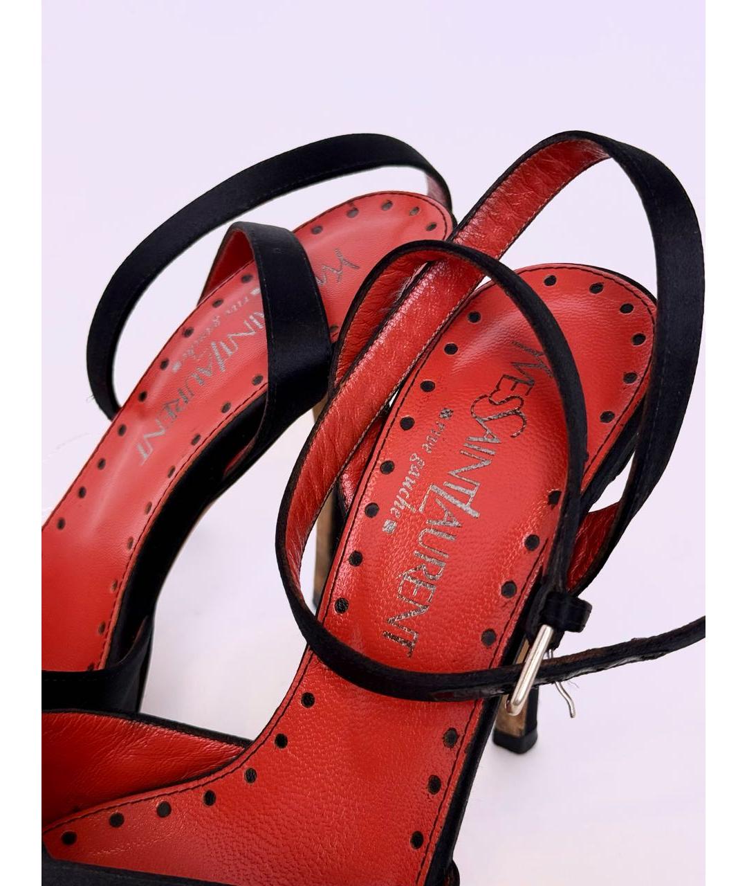 SAINT LAURENT Черные текстильные босоножки, фото 5
