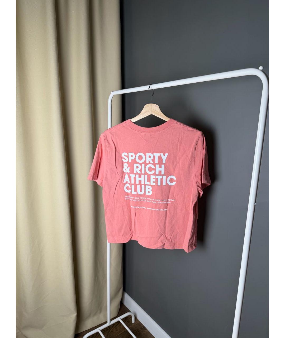 SPORTY AND RICH Коралловая хлопковая футболка, фото 3