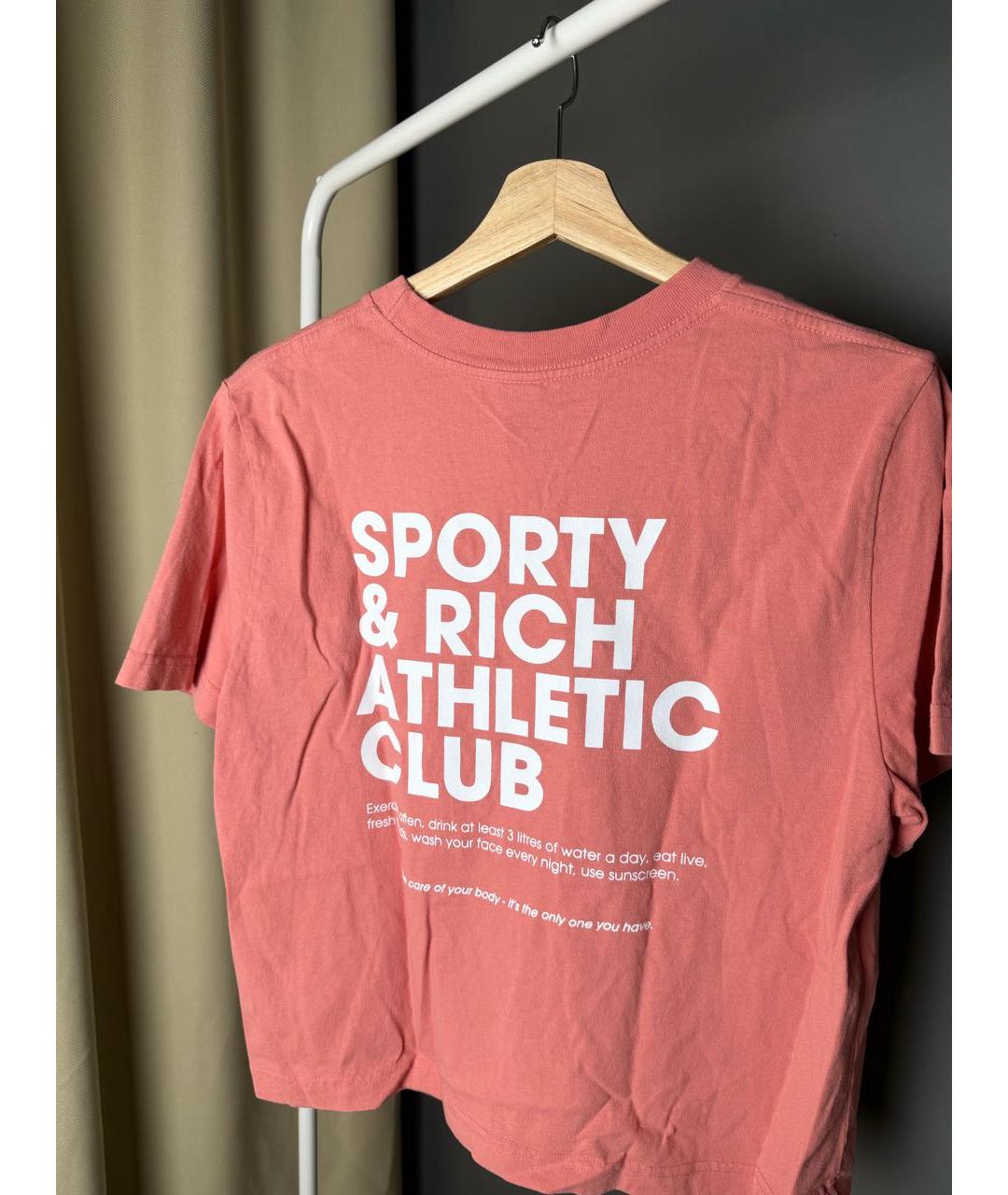 SPORTY AND RICH Коралловая хлопковая футболка, фото 4