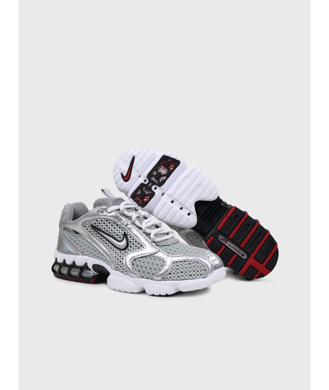NIKE Серебряные текстильные низкие кроссовки / кеды, фото 3