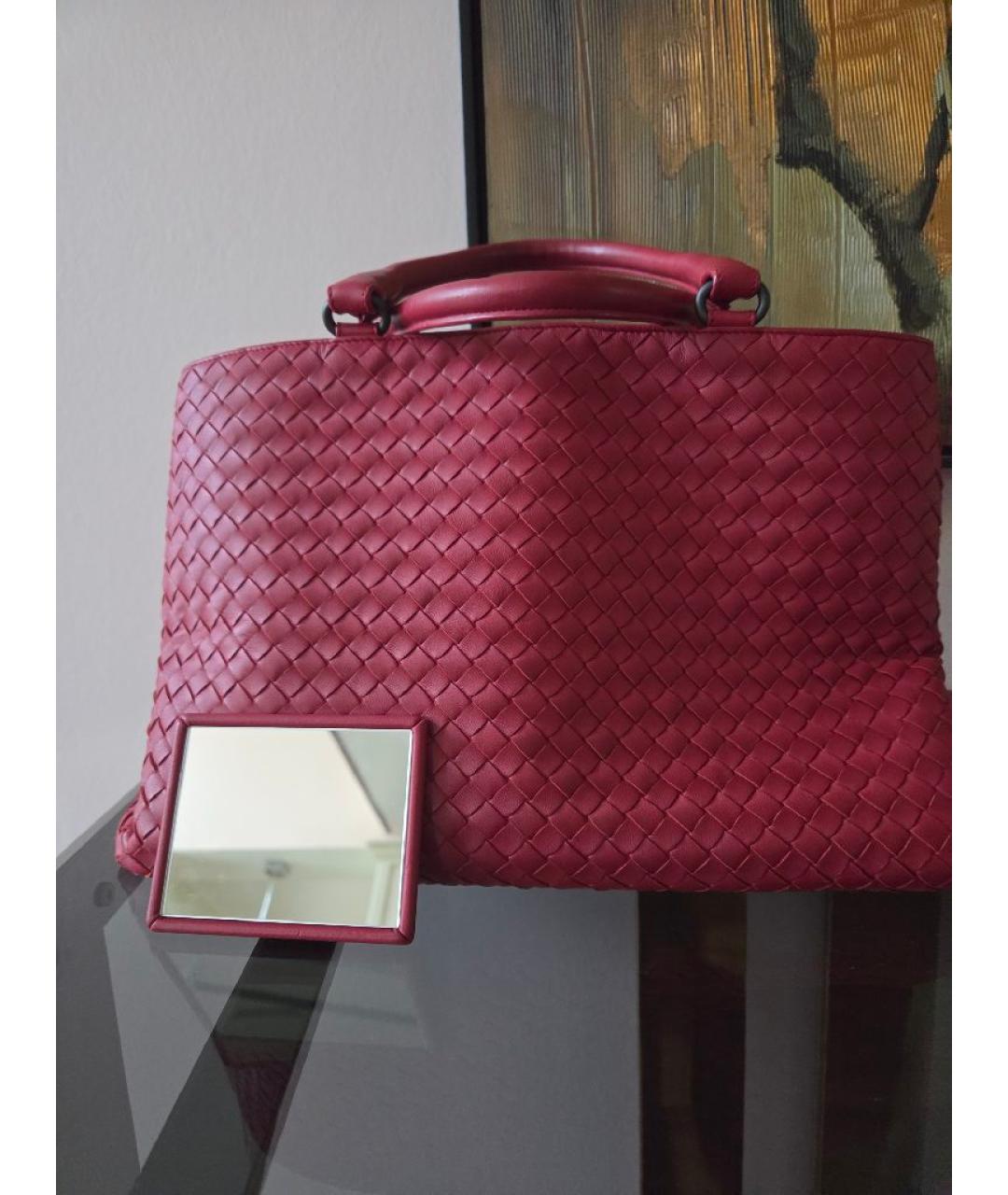 BOTTEGA VENETA Красная кожаная сумка тоут, фото 5